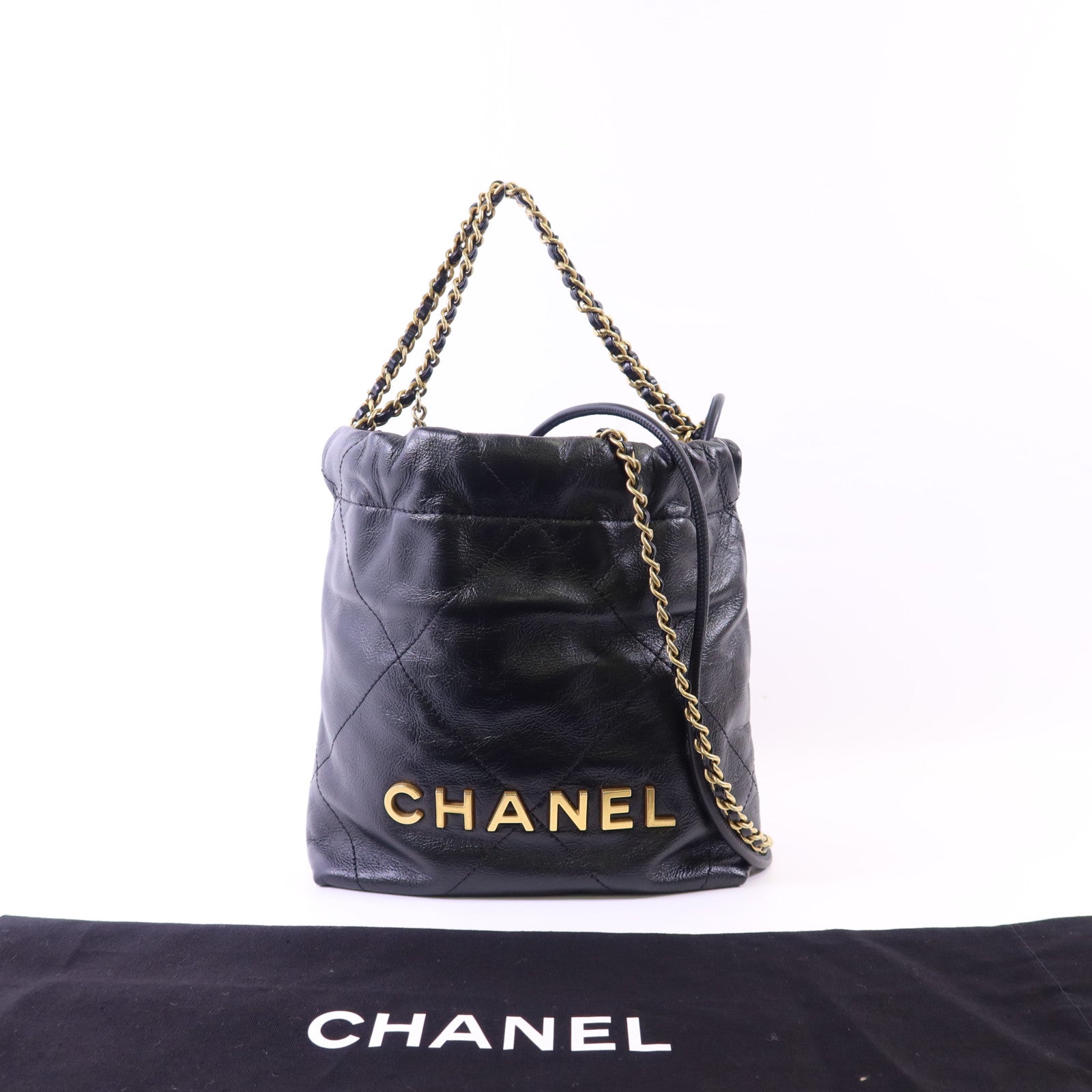 CHANEL 【激減優惠】牛皮皮革C22 Mini金扣手挽肩背兩用袋