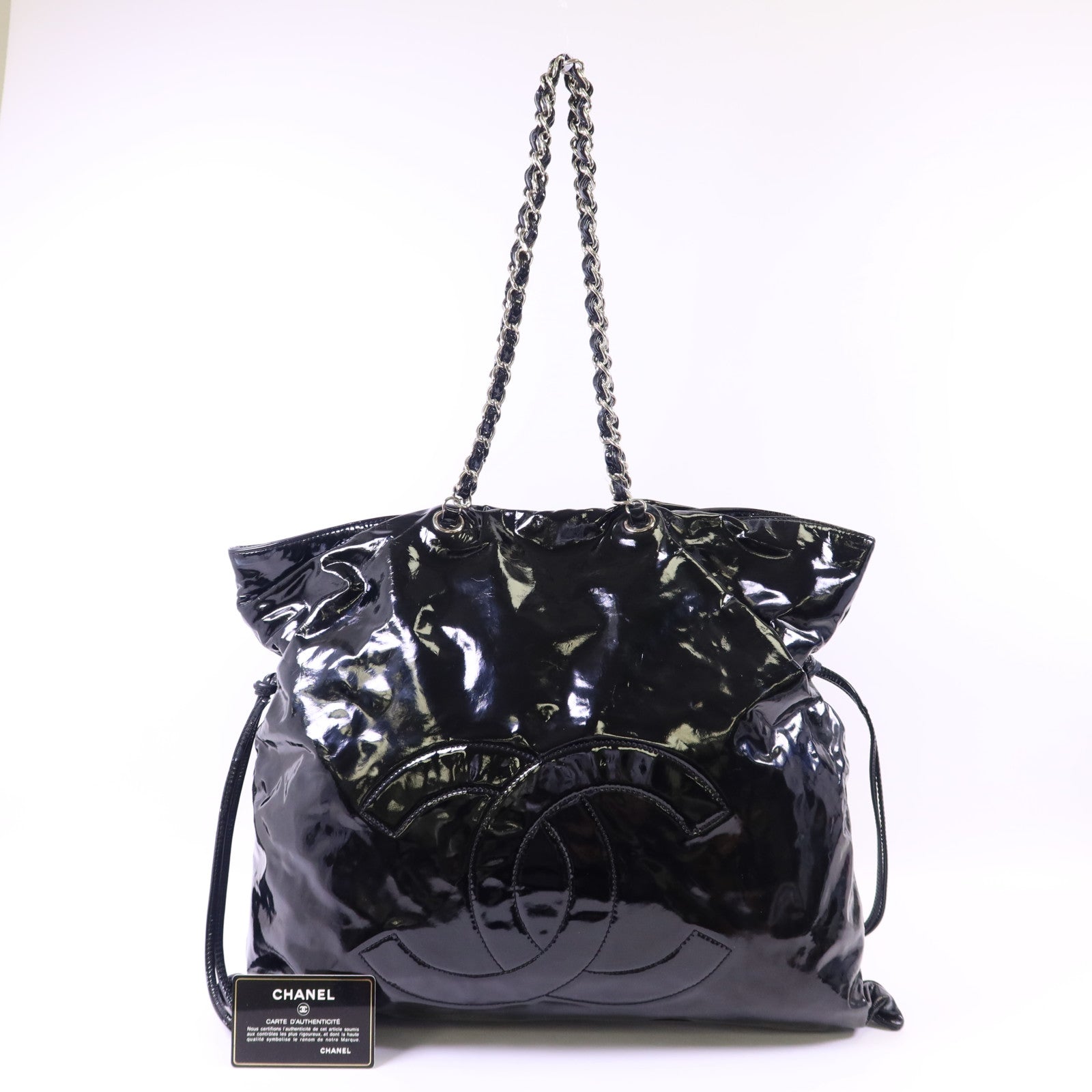 CHANEL 漆皮皮革Shoulder Bag銀扣鏈帶肩背帶