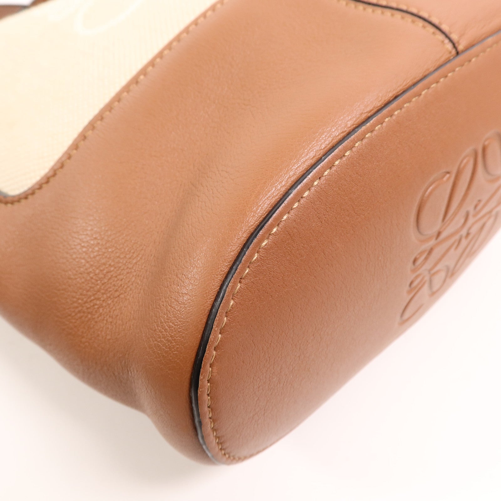 LOEWE 帆布/牛皮皮革Anagram Hobo Bucket Bag肩背袋
