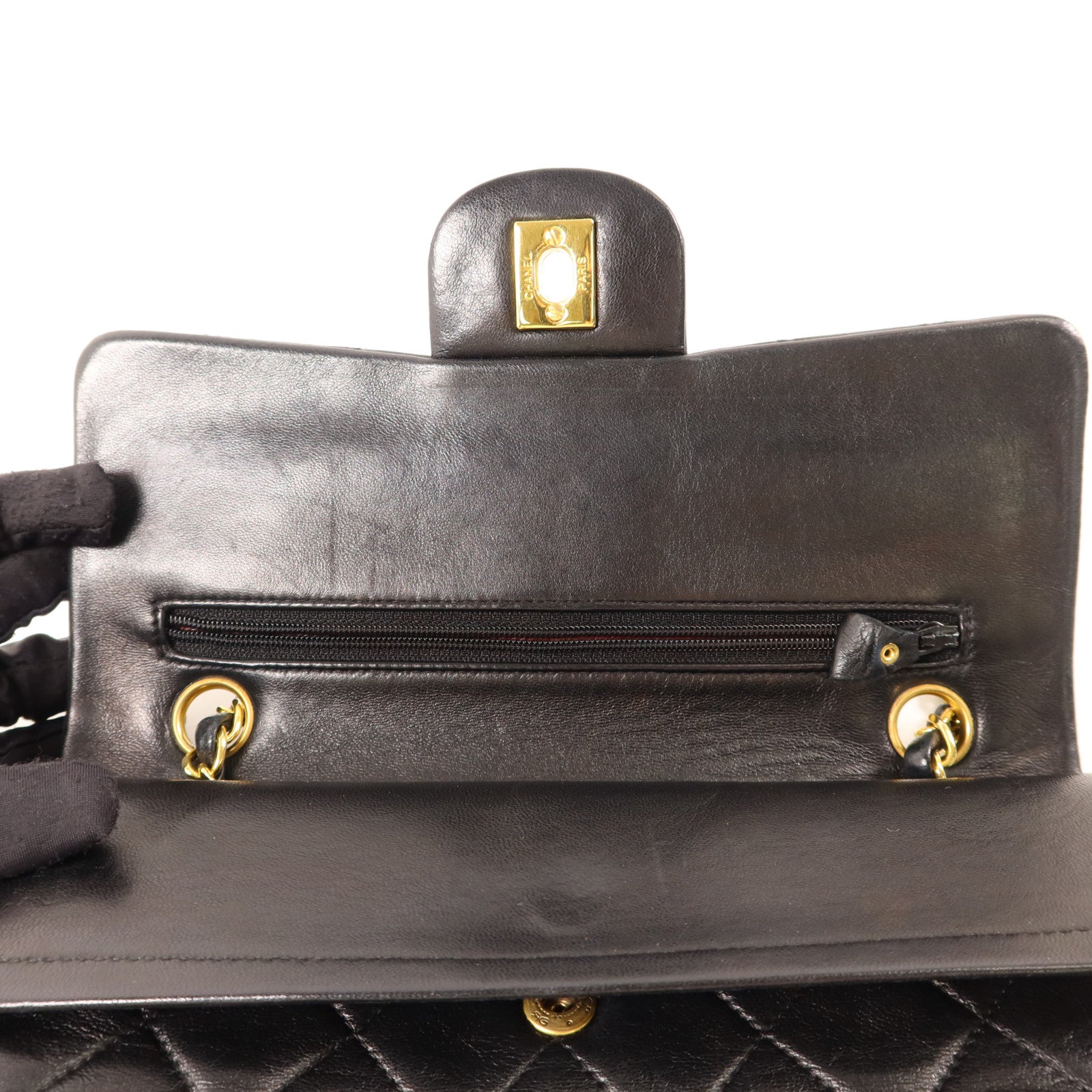 CHANEL 羊皮皮革Vintage Classic 23金扣鏈帶肩背袋