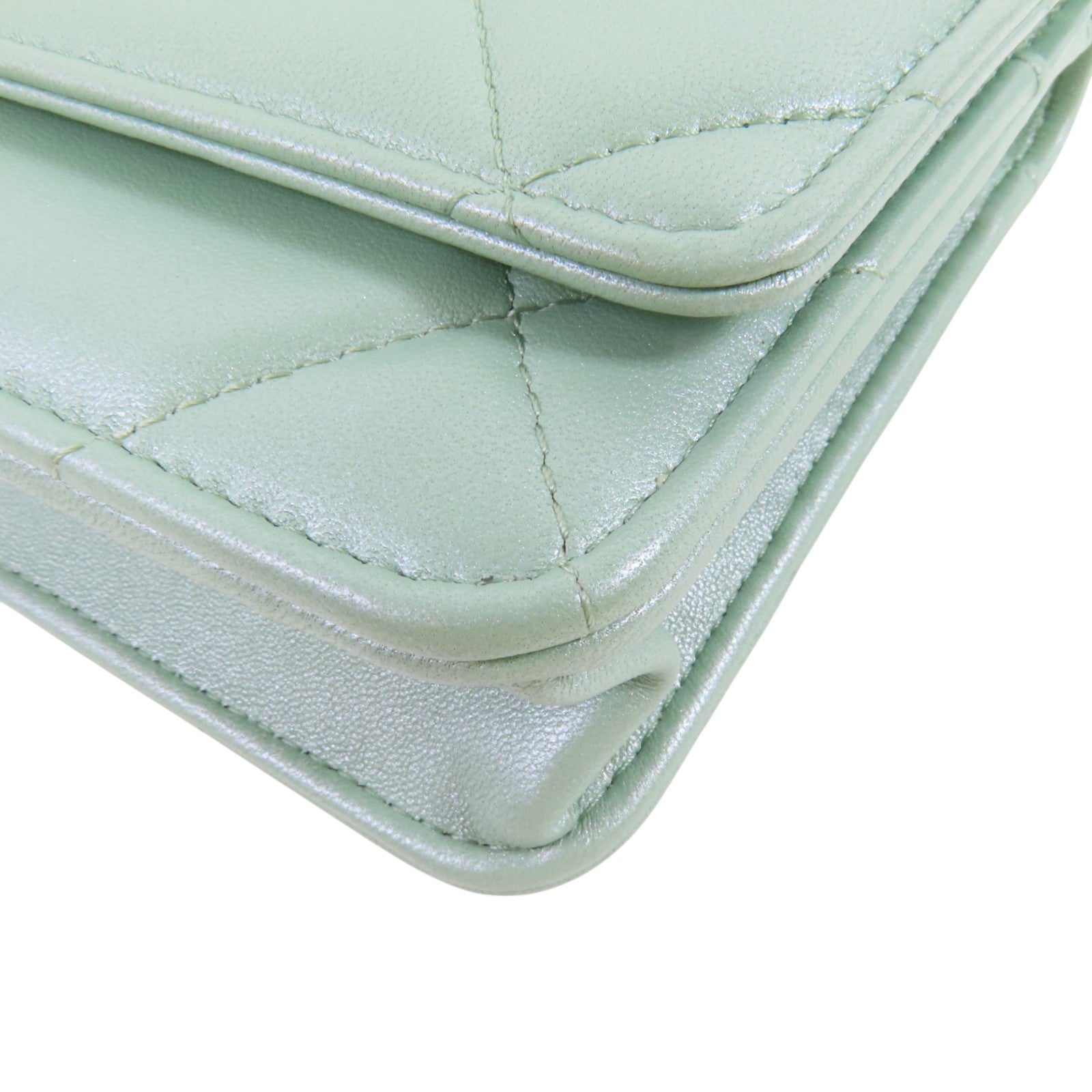 CHANEL CC GHW Chanel 19 WOC Hand Shoulder Bag Lambskin Leather Light Green