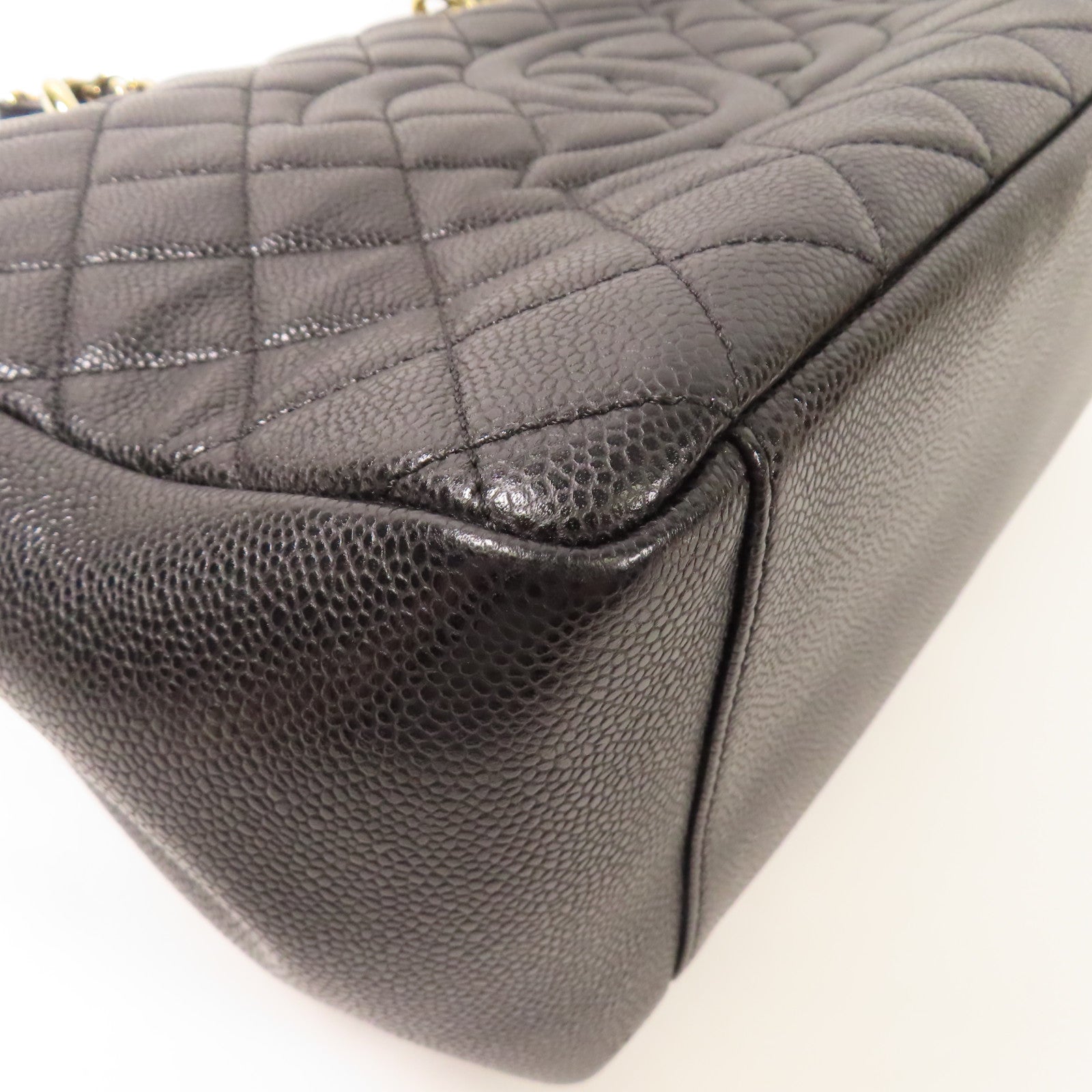 CHANEL 牛皮皮革GST Grand Shopping Tote Bag金扣鏈帶肩背袋