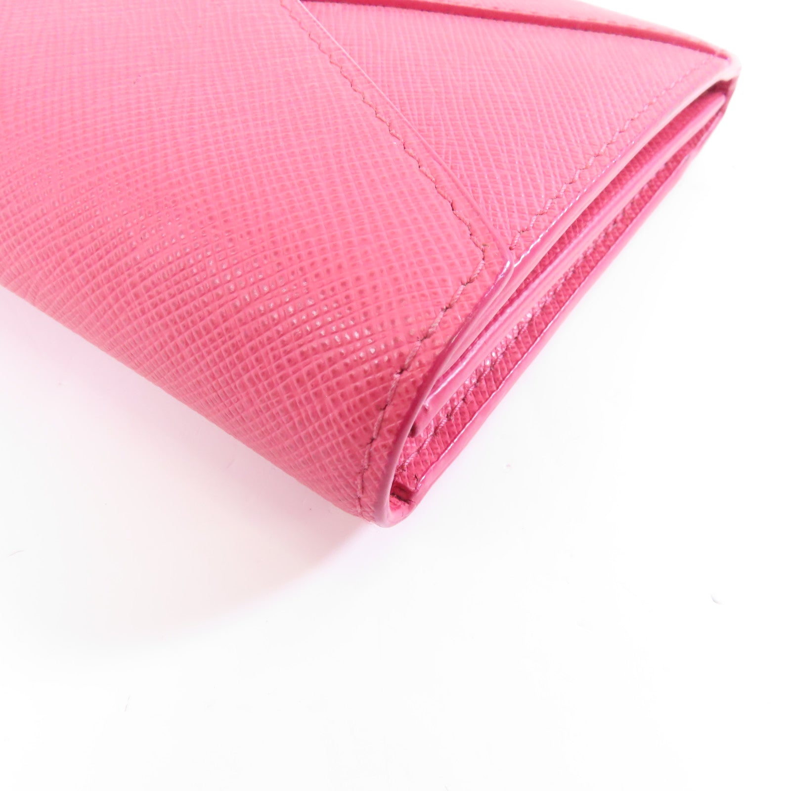 PRADA Saffiano皮革Long Wallet金扣長錢包粉紅色