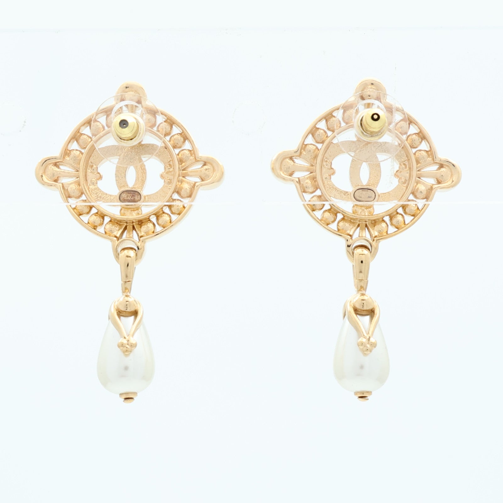 CHANEL 金屬Faux Pearl Drop Earrings耳環