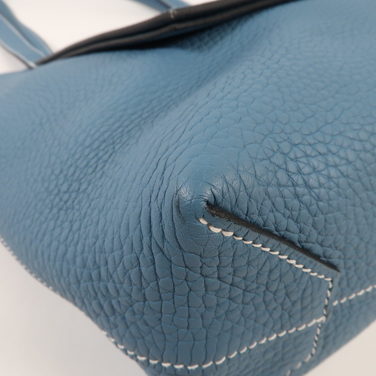 HERMES Clemence皮革Cabasellier 31手挽袋Bleu Frida