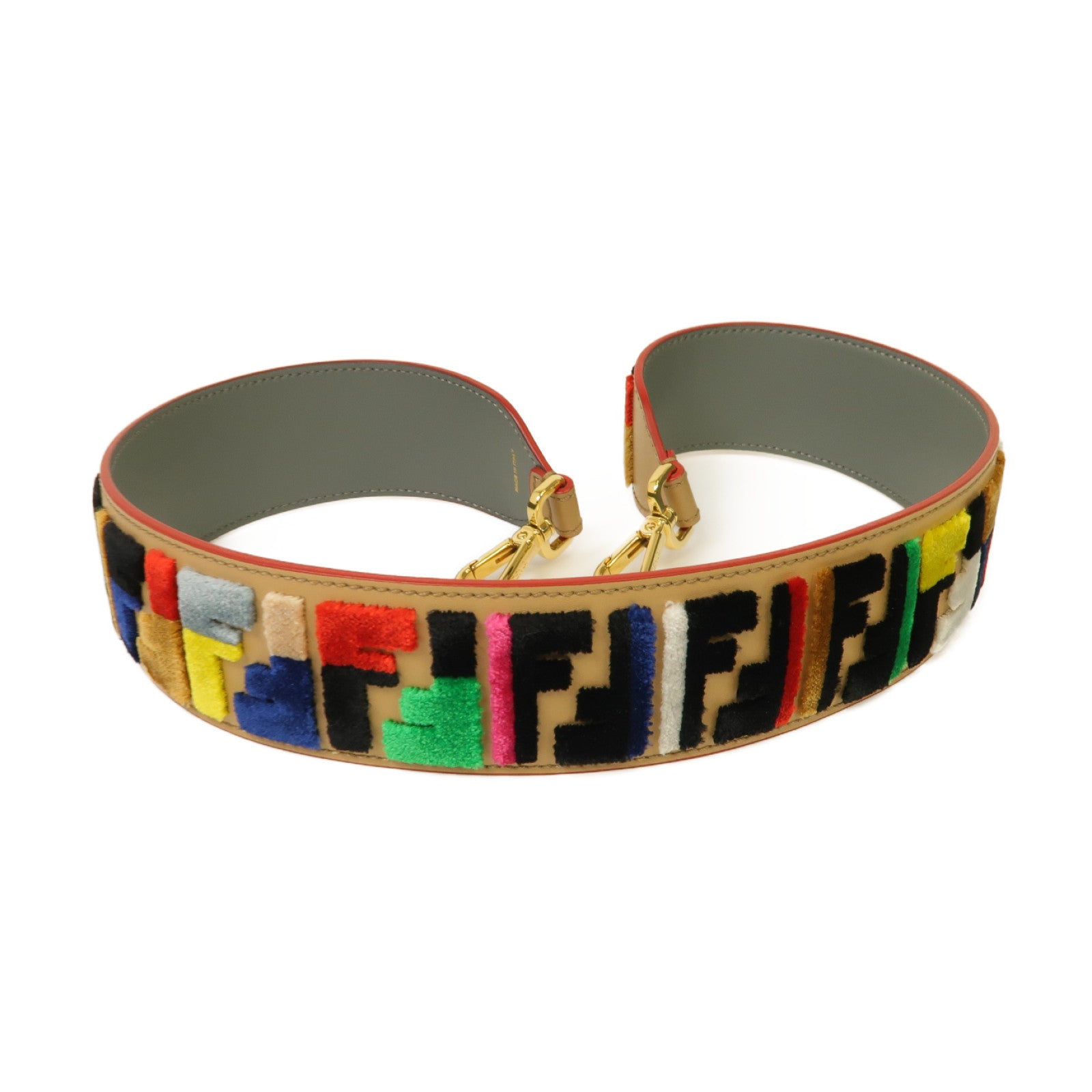 FENDI 牛皮皮革Shoulder Strap金扣肩背帶杏色/彩色