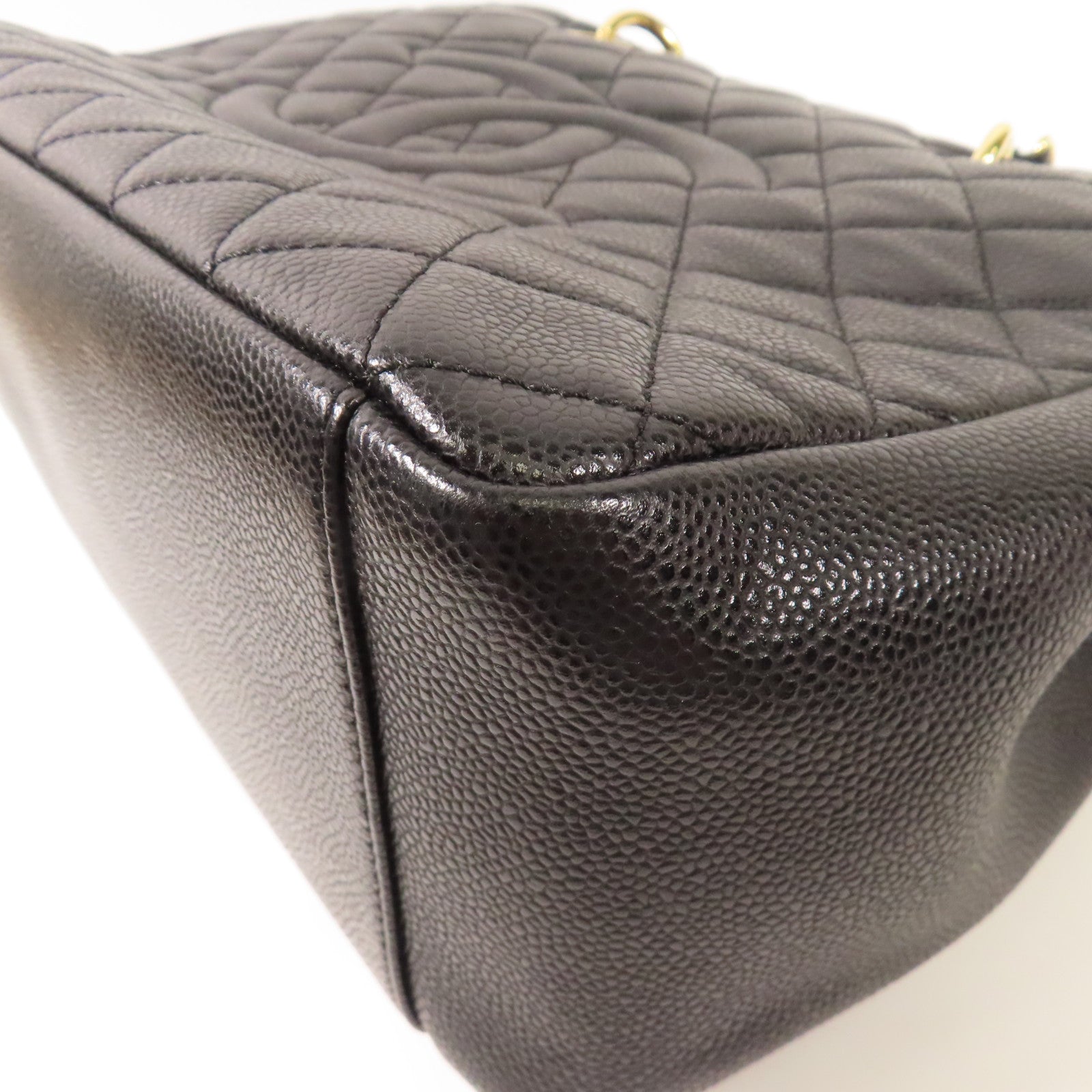 CHANEL 牛皮皮革GST Grand Shopping Tote Bag金扣鏈帶肩背袋
