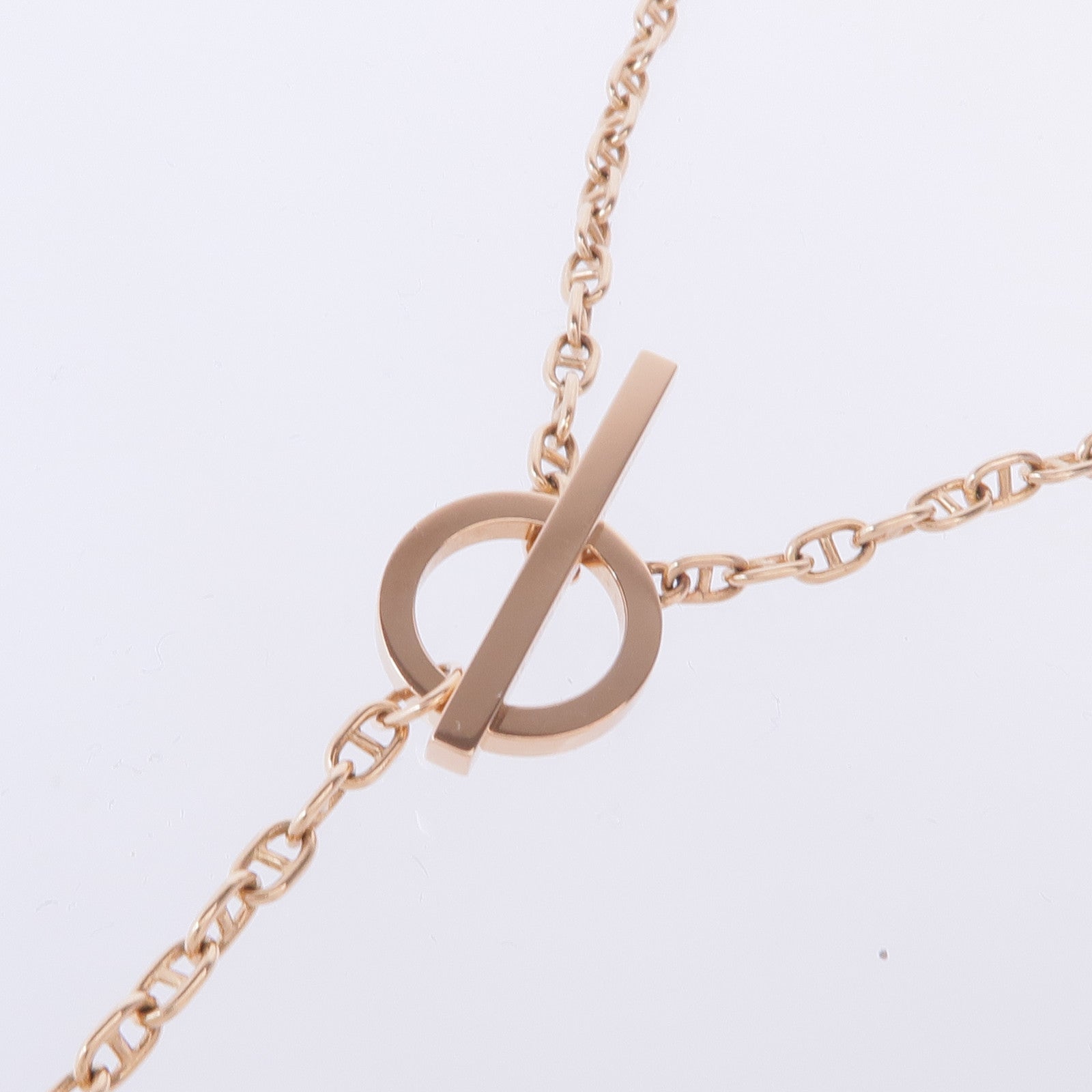 HERMES 18K玫瑰金Chaine d'ancre Contour pendant鑽石項鍊