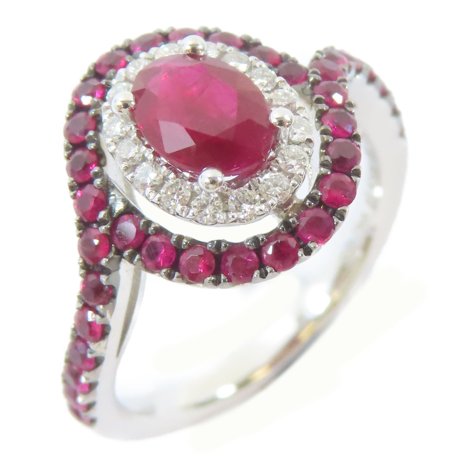 JEWELRY 【激減優惠】18K白金Ruby Ring 0.79ct/0.65ct紅寶石0.14ct鑽石戒指US#6