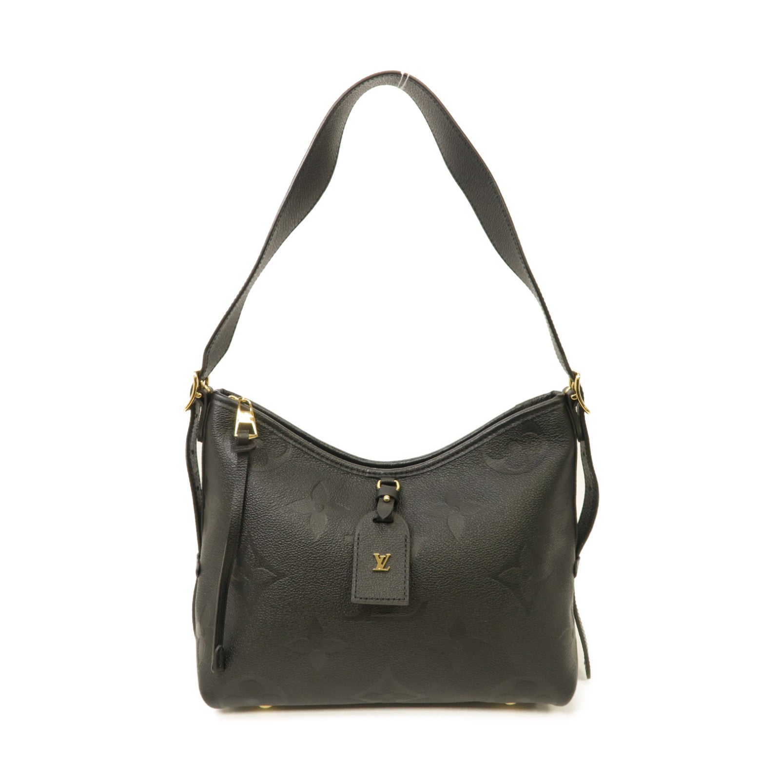 LOUIS VUITTON Monogram Empreinte CarryAll PM金扣肩背袋黑色