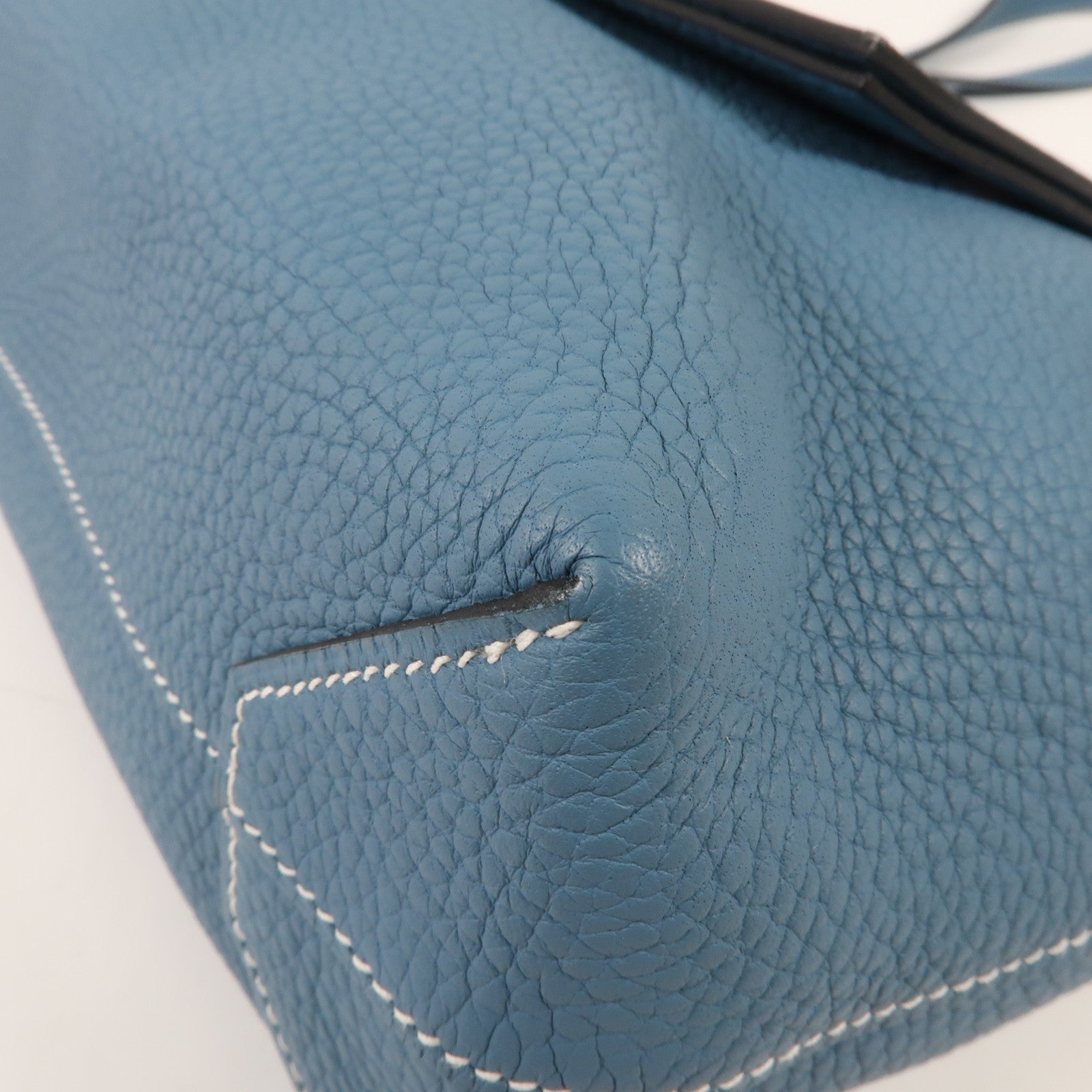 HERMES Clemence皮革Cabasellier 31手挽袋Bleu Frida