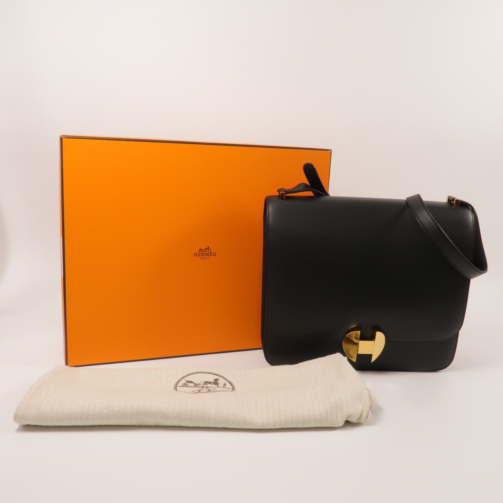 HERMES Sombrero皮革2002-26肩背袋Noir