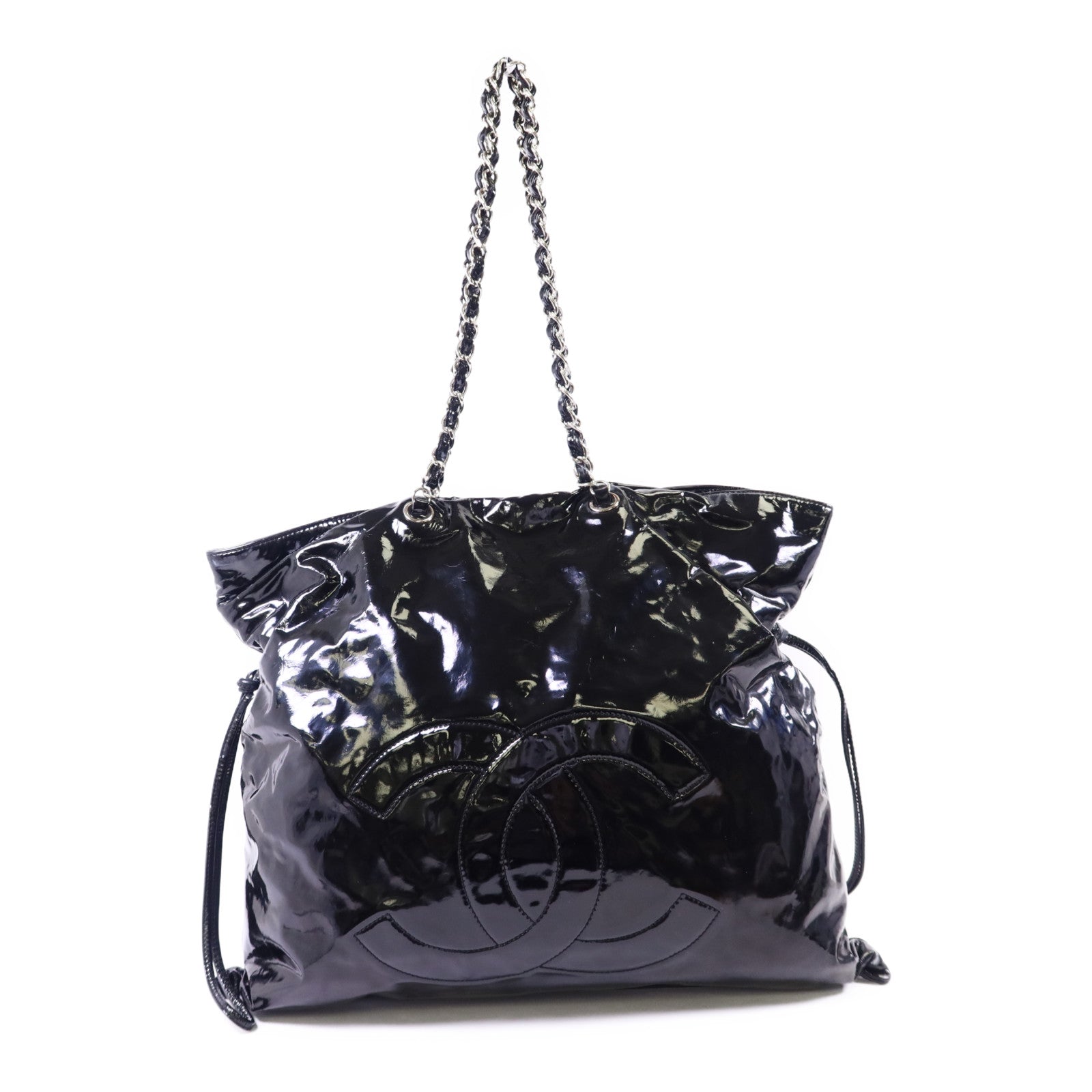 CHANEL 【激減優惠】漆皮皮革Shoulder Bag銀扣鏈帶肩背帶