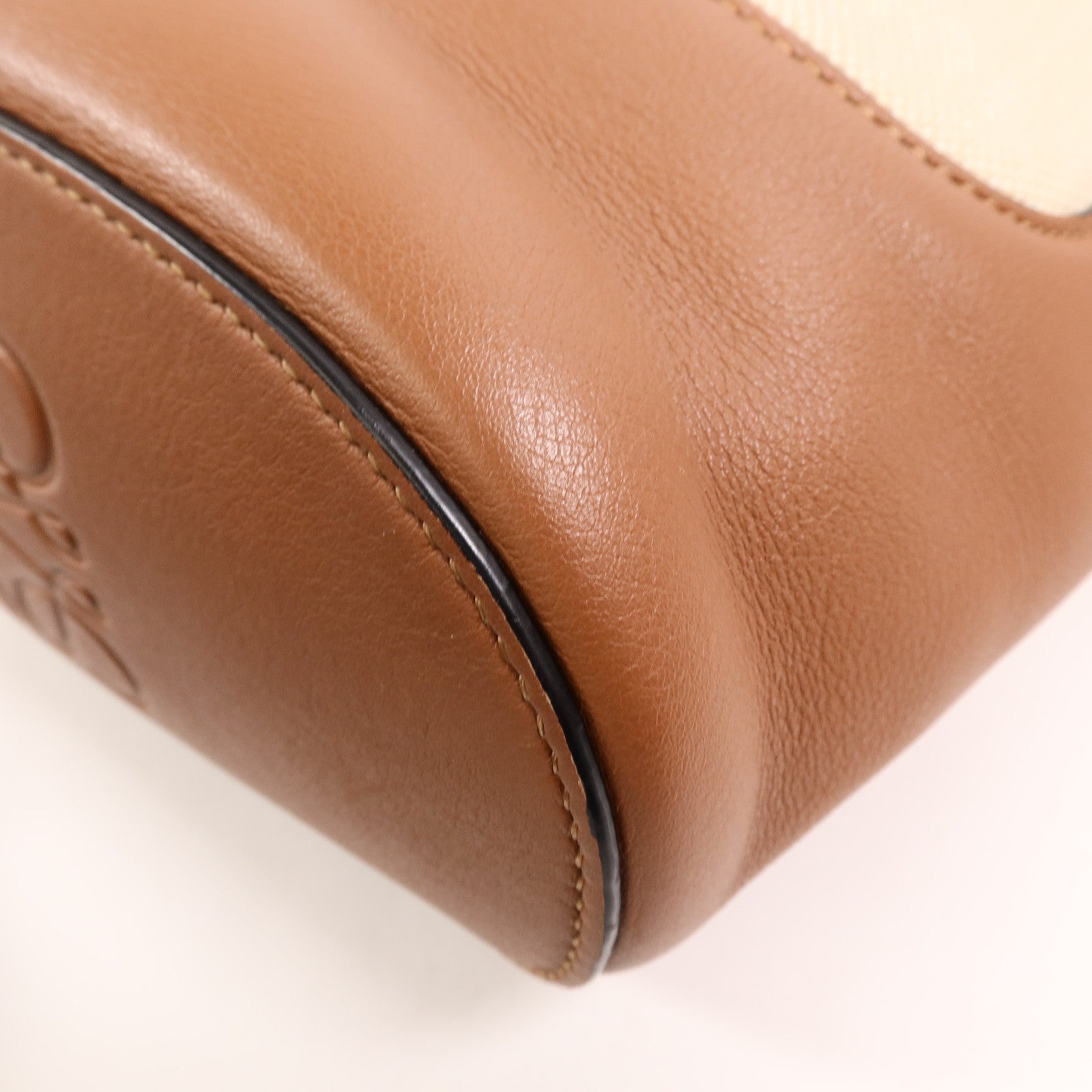LOEWE 帆布/牛皮皮革Anagram Hobo Bucket Bag肩背袋