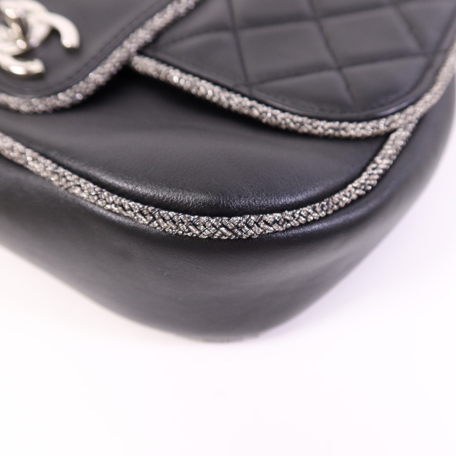 CHANEL 牛皮皮革Chain Shoulder Bag銀扣鏈帶肩背袋