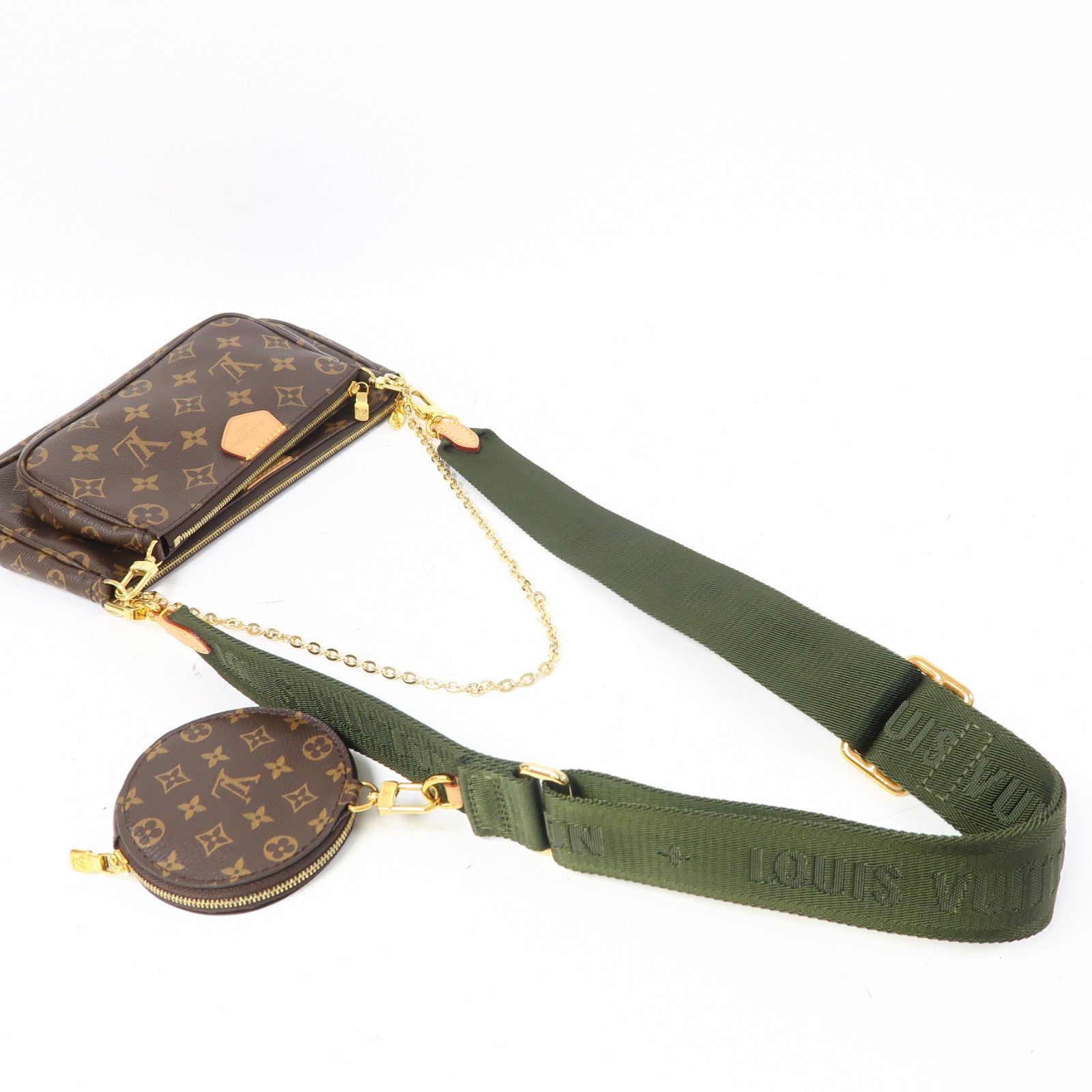 LOUIS VUITTON Monogram Multi Pochette金扣肩背袋啡色