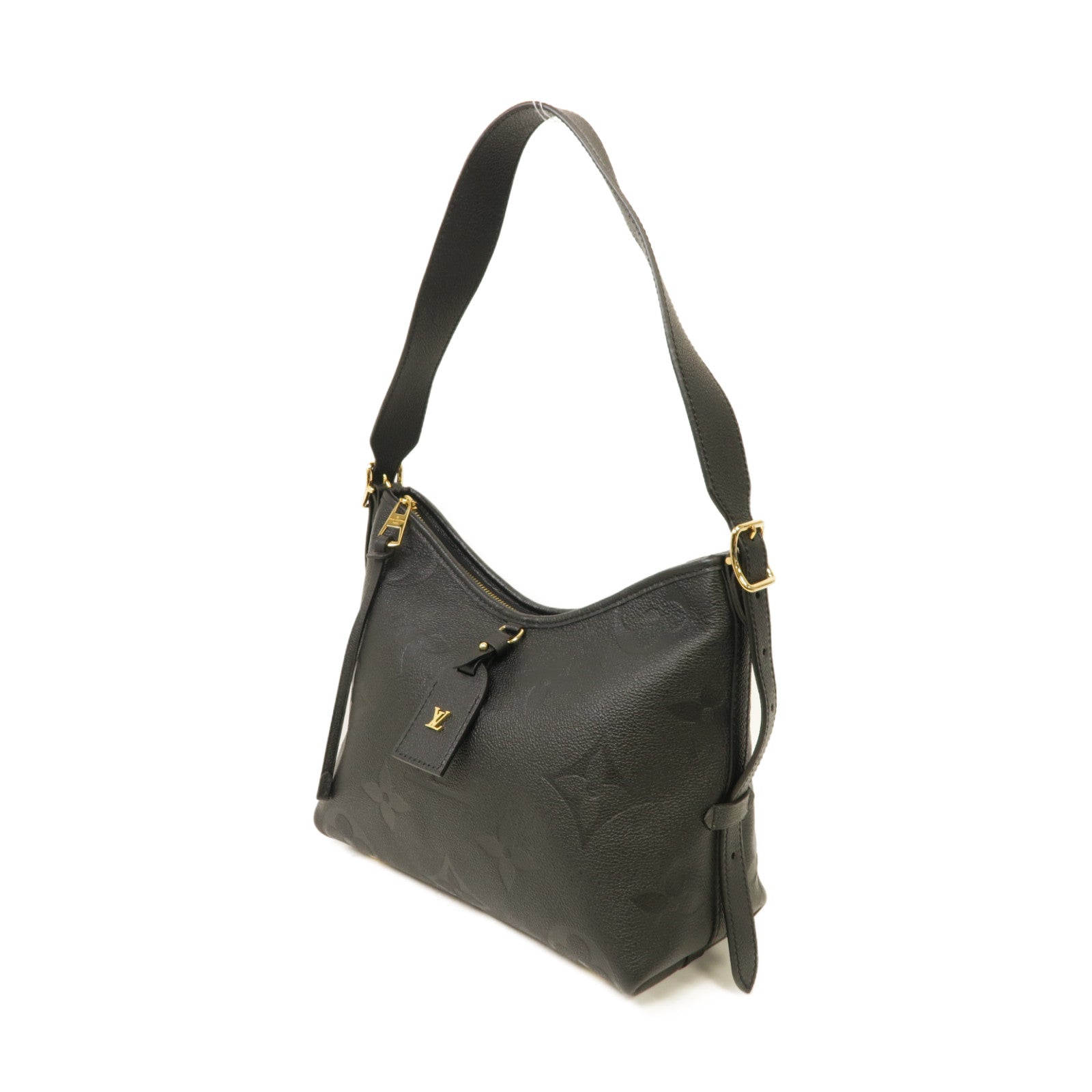 LOUIS VUITTON Monogram Empreinte CarryAll PM金扣肩背袋黑色