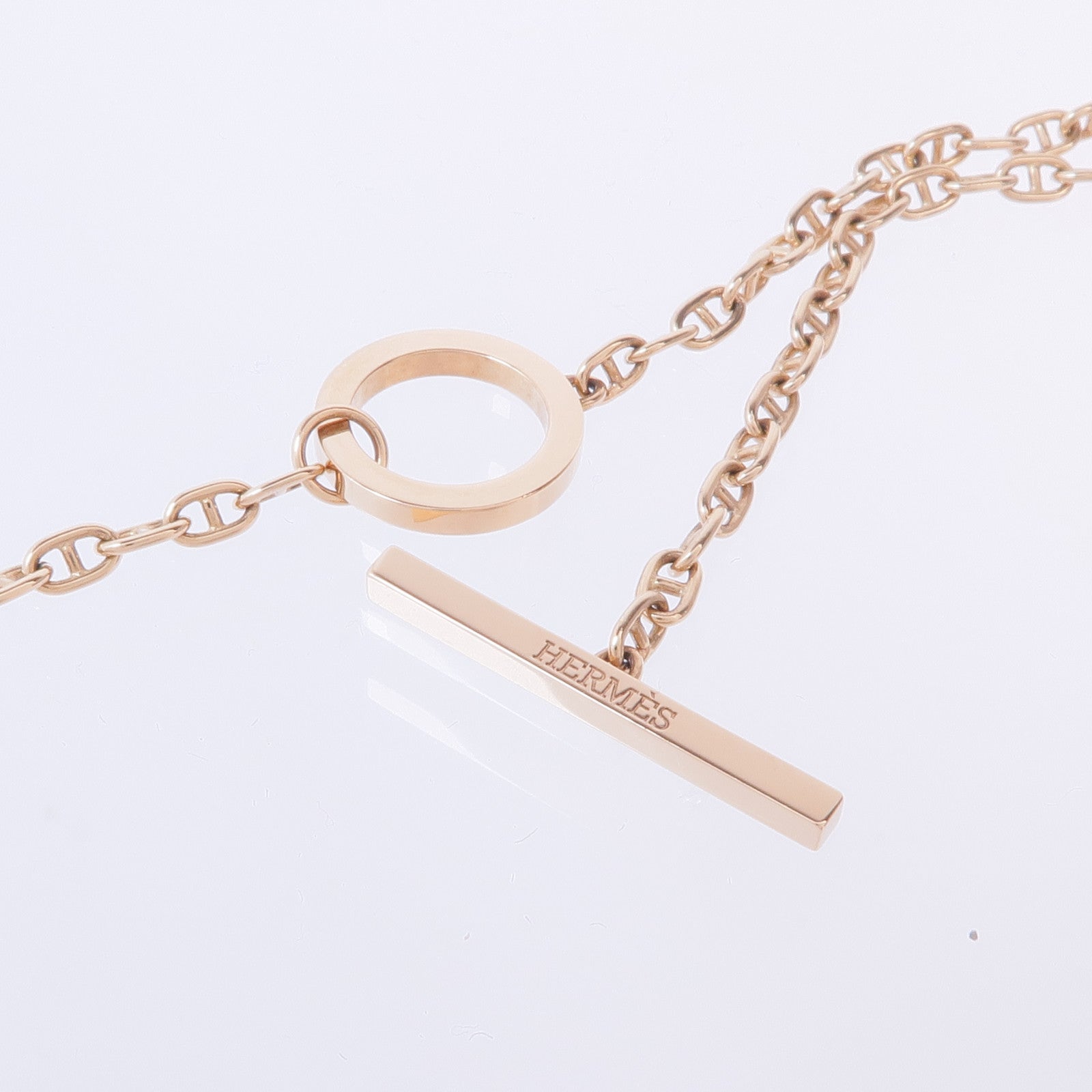 HERMES 18K玫瑰金Chaine d'ancre Contour pendant鑽石項鍊