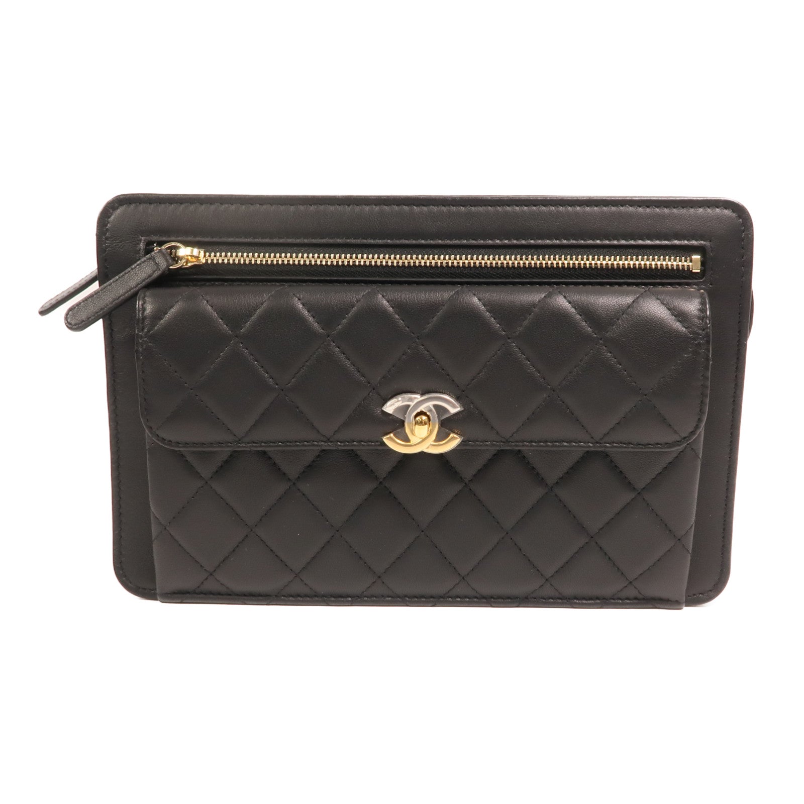 CHANEL 羊皮皮革Clutch金扣手拿包