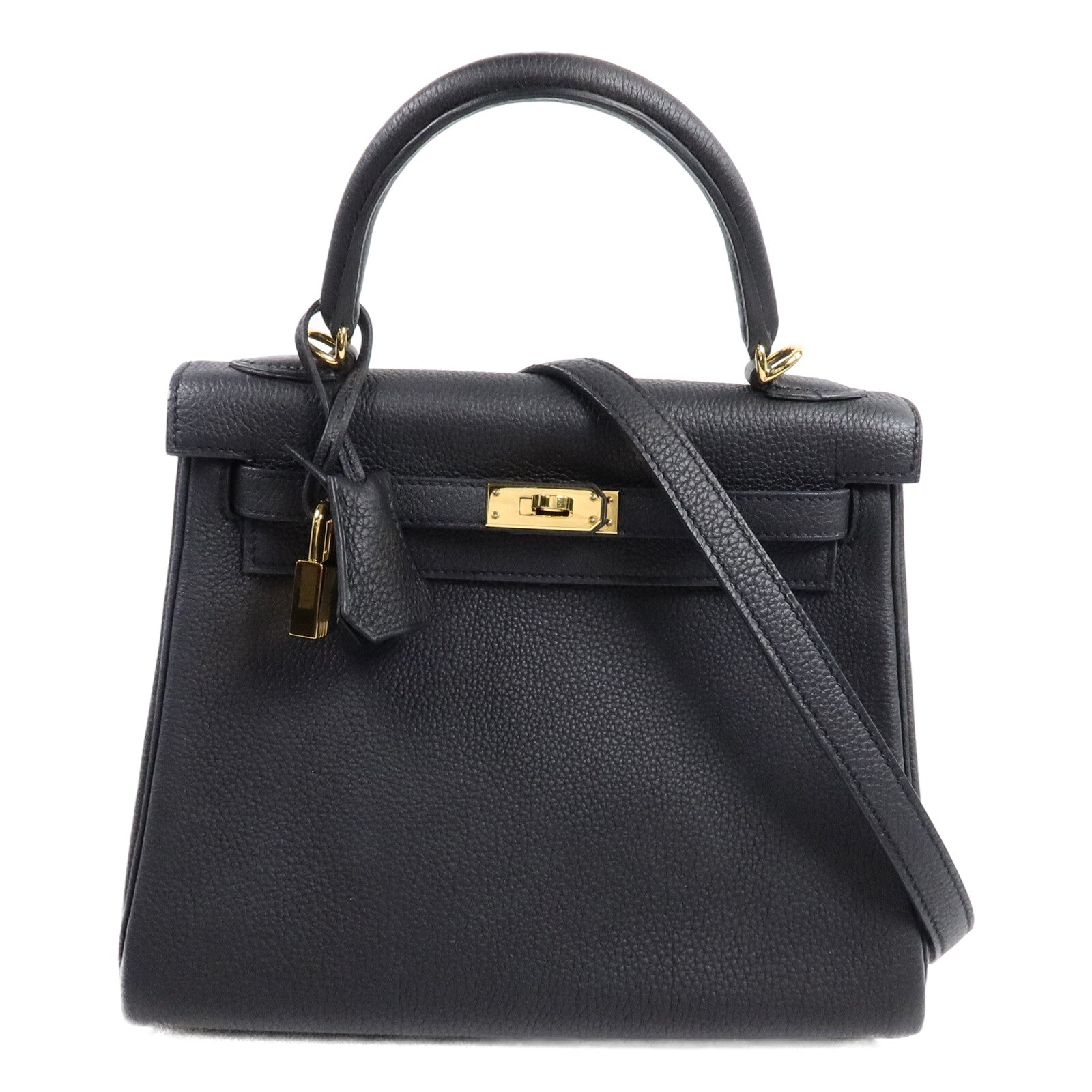 HERMES Togo皮革Kelly 25手挽肩背兩用袋Noir