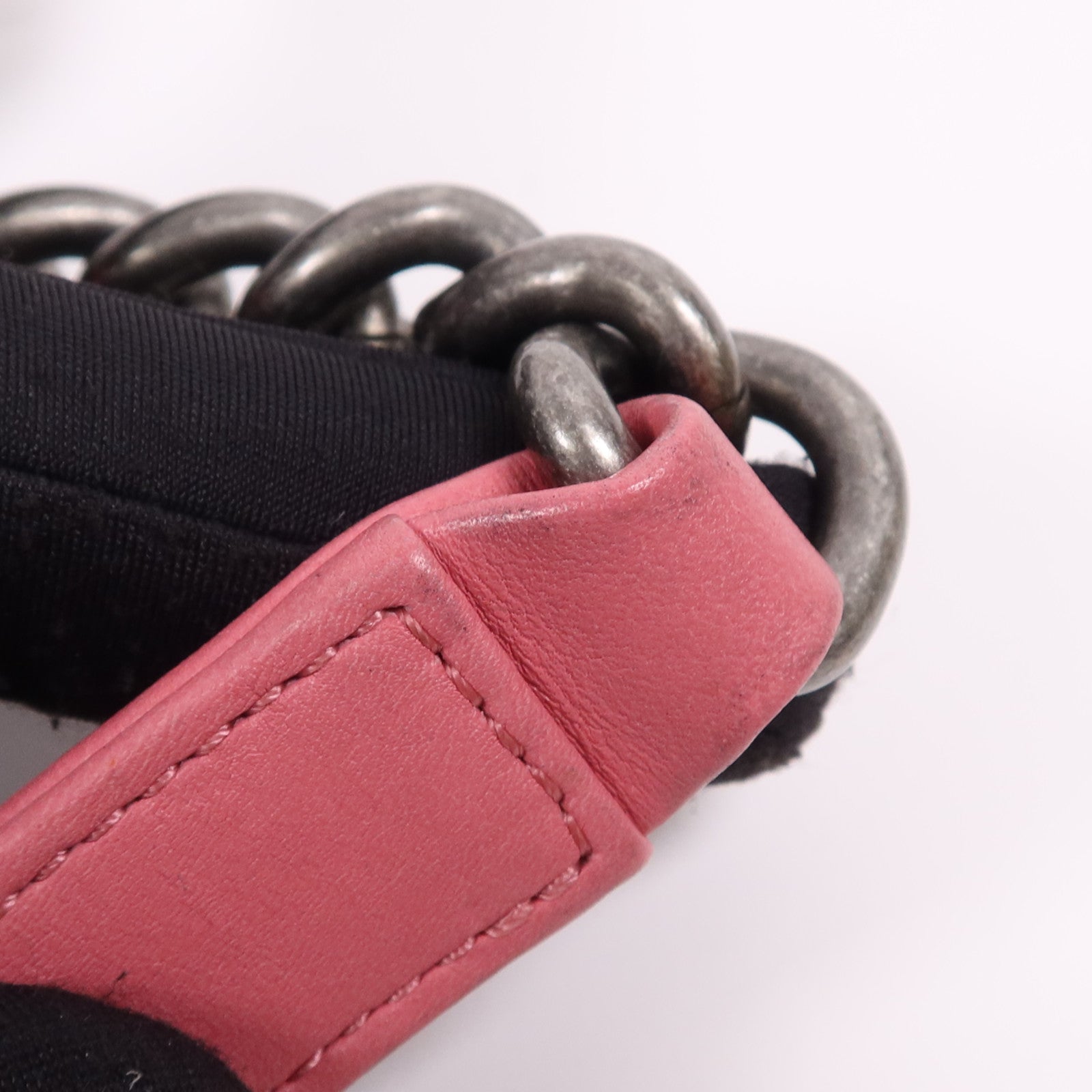 CHANEL 羊皮皮革Boy 20銀扣鏈帶肩背袋