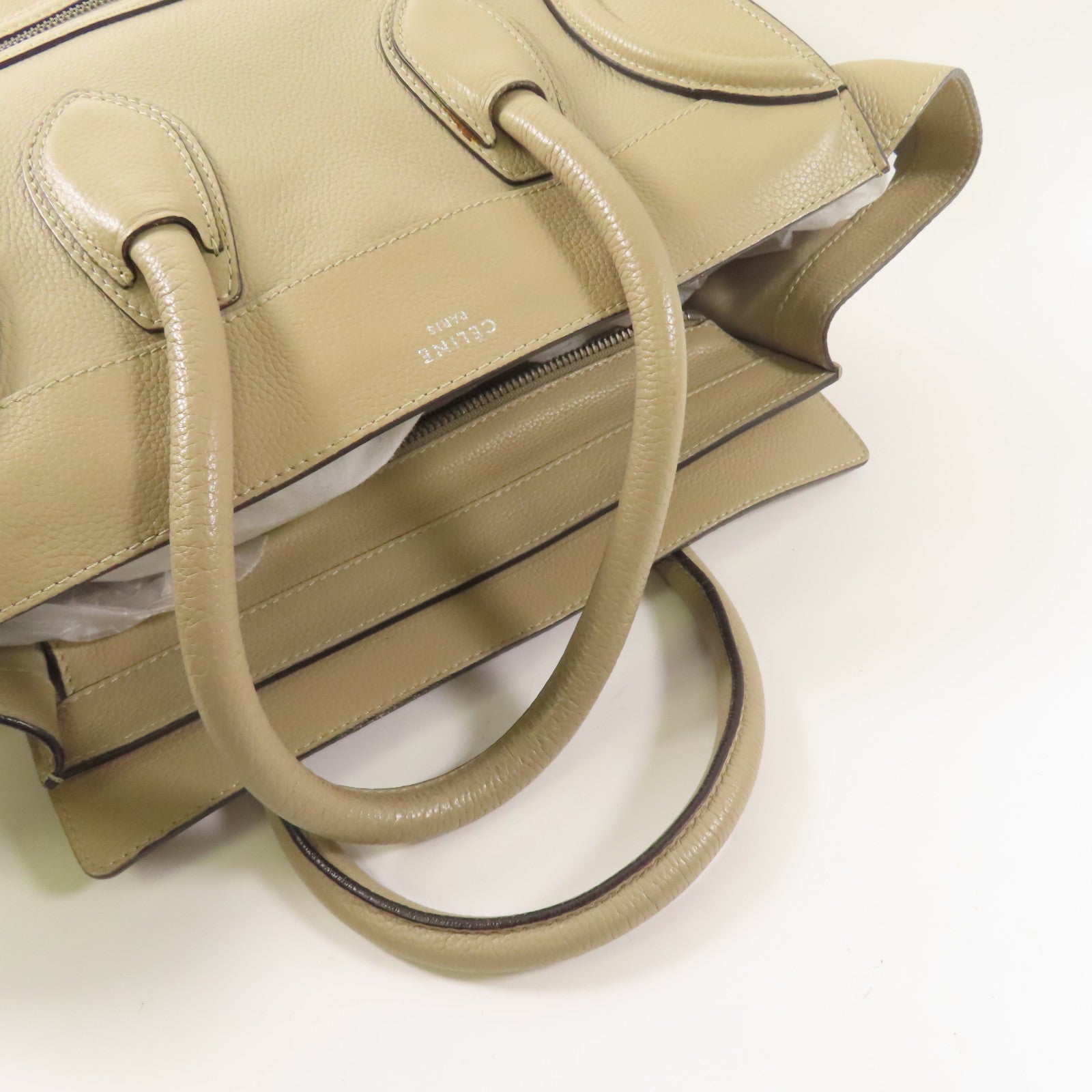 CELINE 牛皮皮革Luggage手挽袋淺褐色