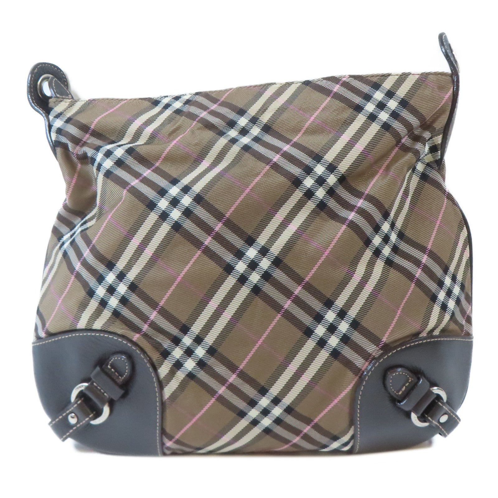 BURBERRY BLUE LABEL 尼龍Shoulder Bag銀扣肩背袋啡色1