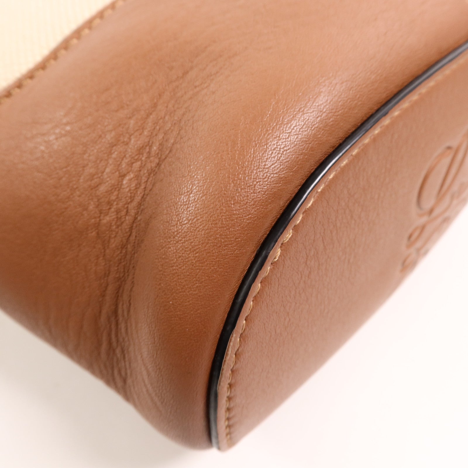 LOEWE 帆布/牛皮皮革Anagram Hobo Bucket Bag肩背袋