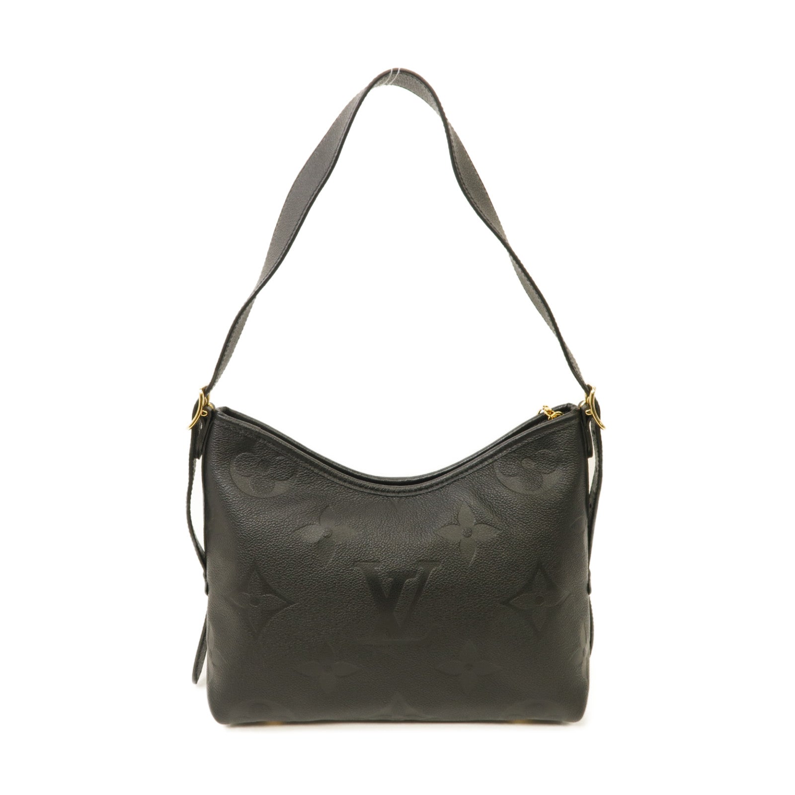 LOUIS VUITTON Monogram Empreinte CarryAll PM金扣肩背袋黑色