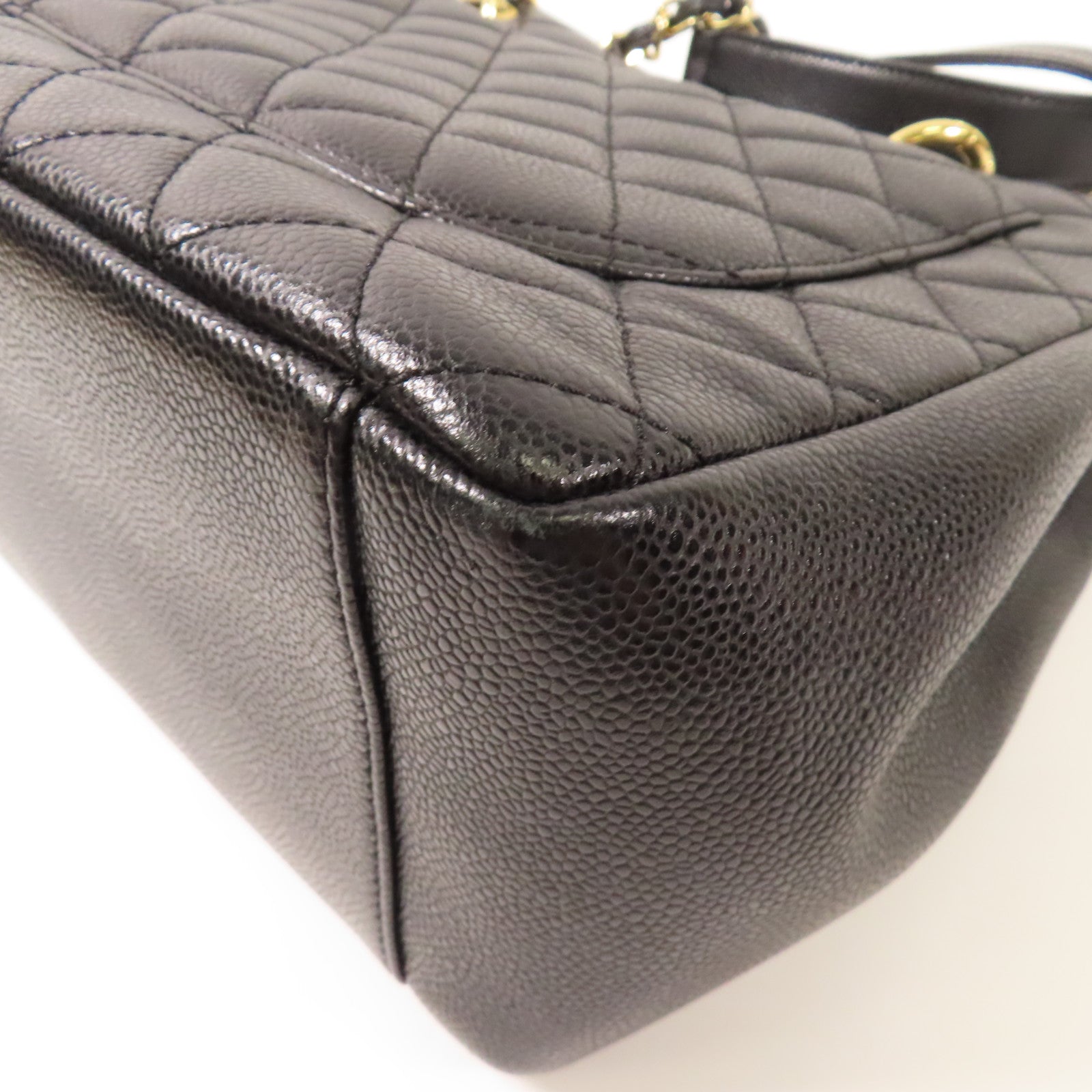 CHANEL 牛皮皮革GST Grand Shopping Tote Bag金扣鏈帶肩背袋