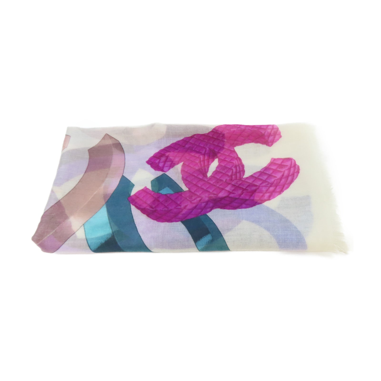 CHANEL 羊絨/絲質Scarf絲巾白色/紫色/藍色