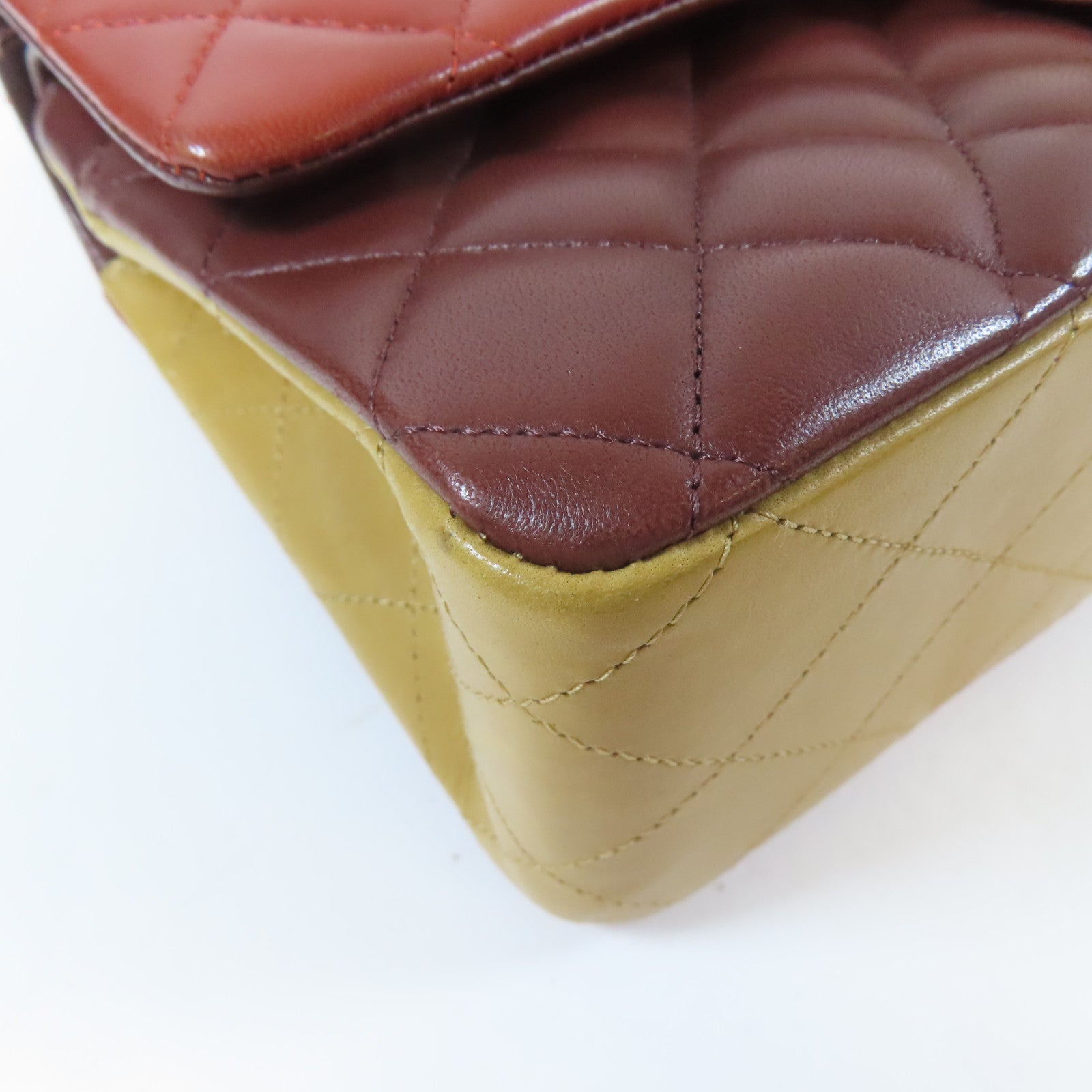 CHANEL 【激減優惠】菱格羊皮皮革Classic 25cm金扣鏈帶肩背袋紅色