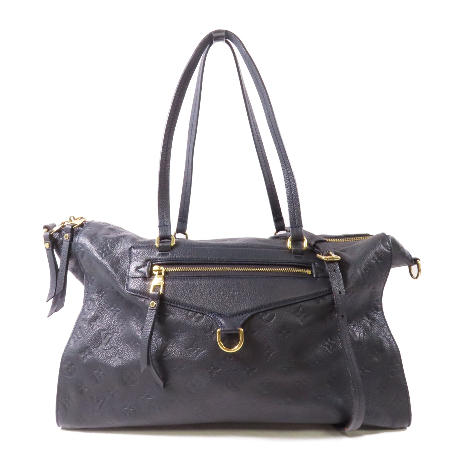 LOUIS VUITTON Monogram Empreinte Lumineuse GM金扣肩背袋黑色