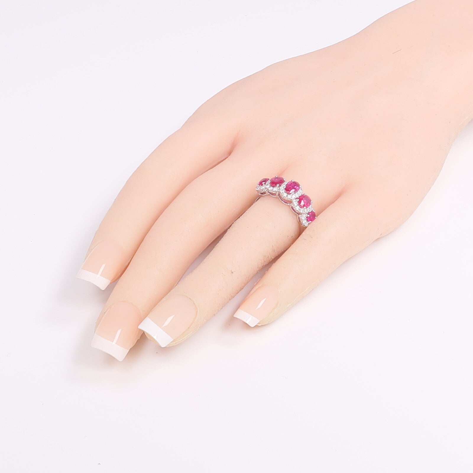 JEWELRY 18K白金Ring紅寶石/鑽石戒指