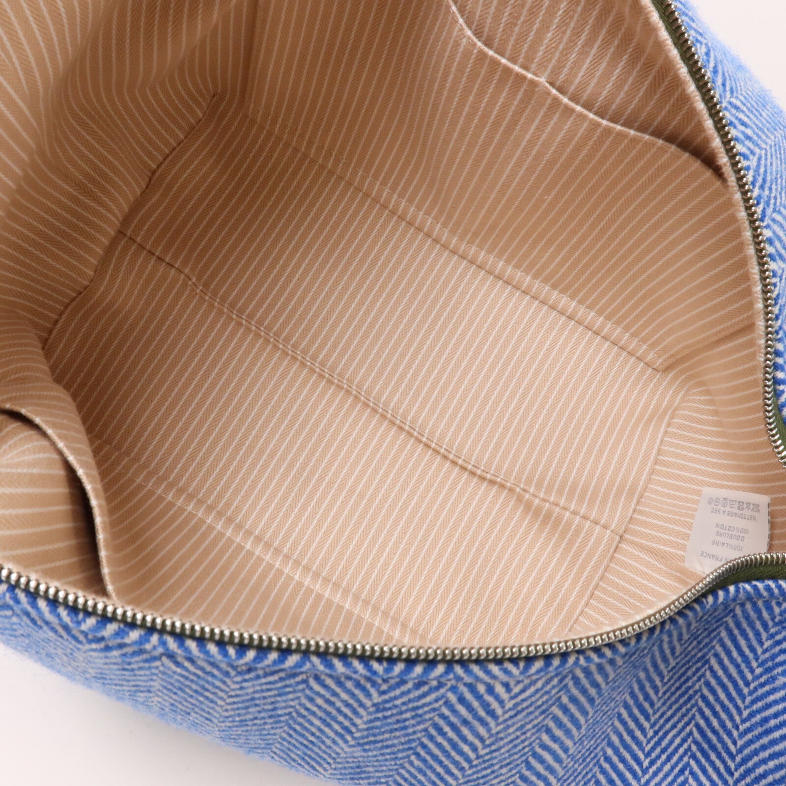 HERMES 羊毛/帆布Animaux Blocks Case Large手挽袋Bleu Gitane