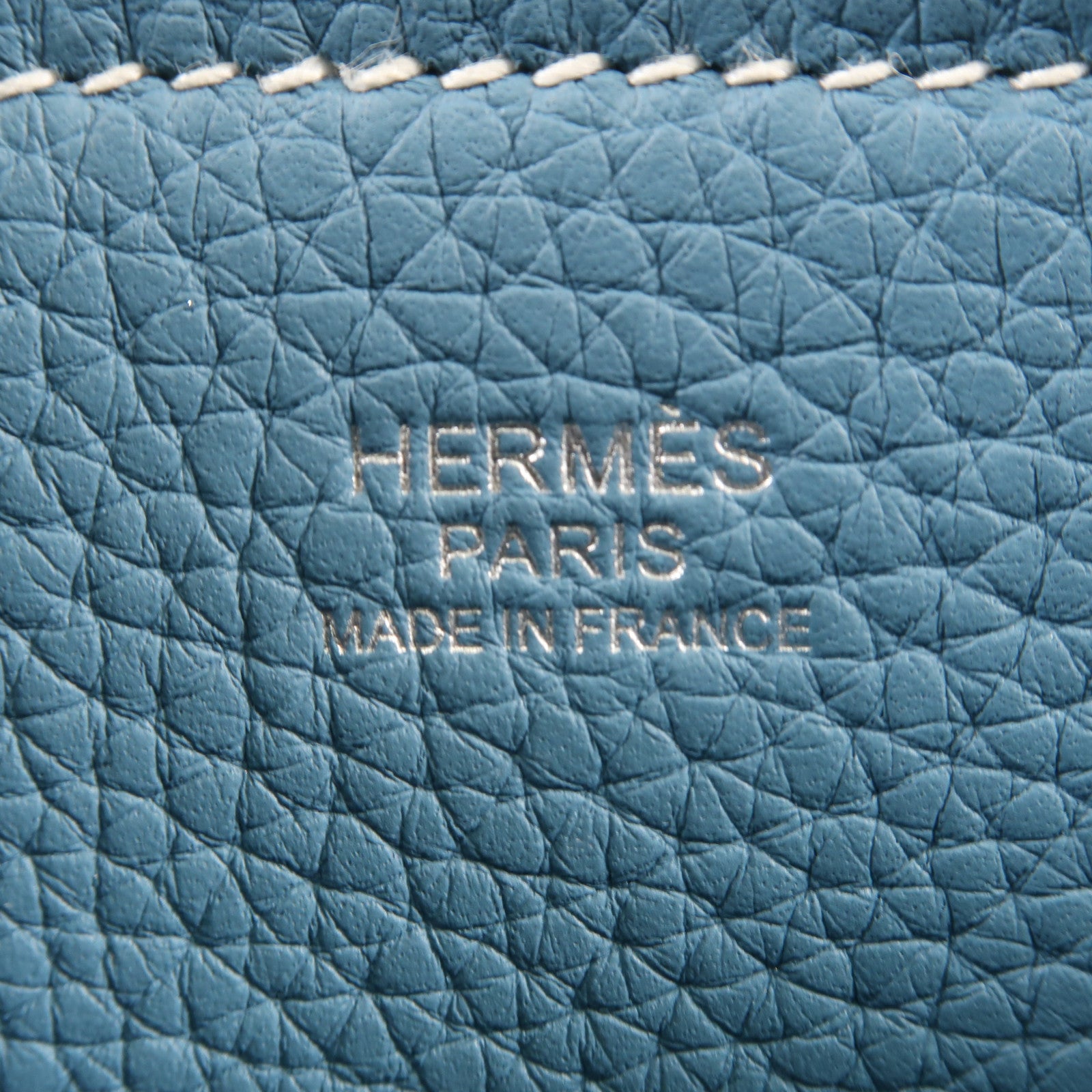 HERMES Clemence皮革Cabasellier 31手挽袋Bleu Frida