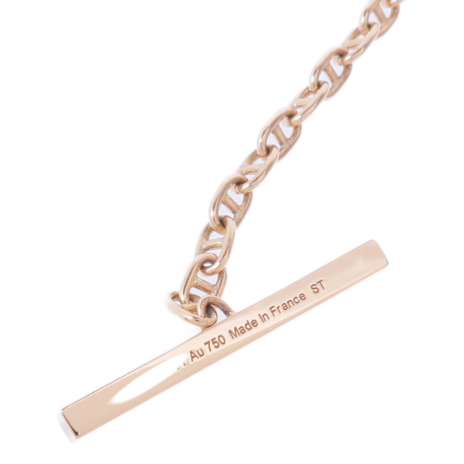 HERMES 18K玫瑰金Chaine d'ancre Contour pendant鑽石項鍊