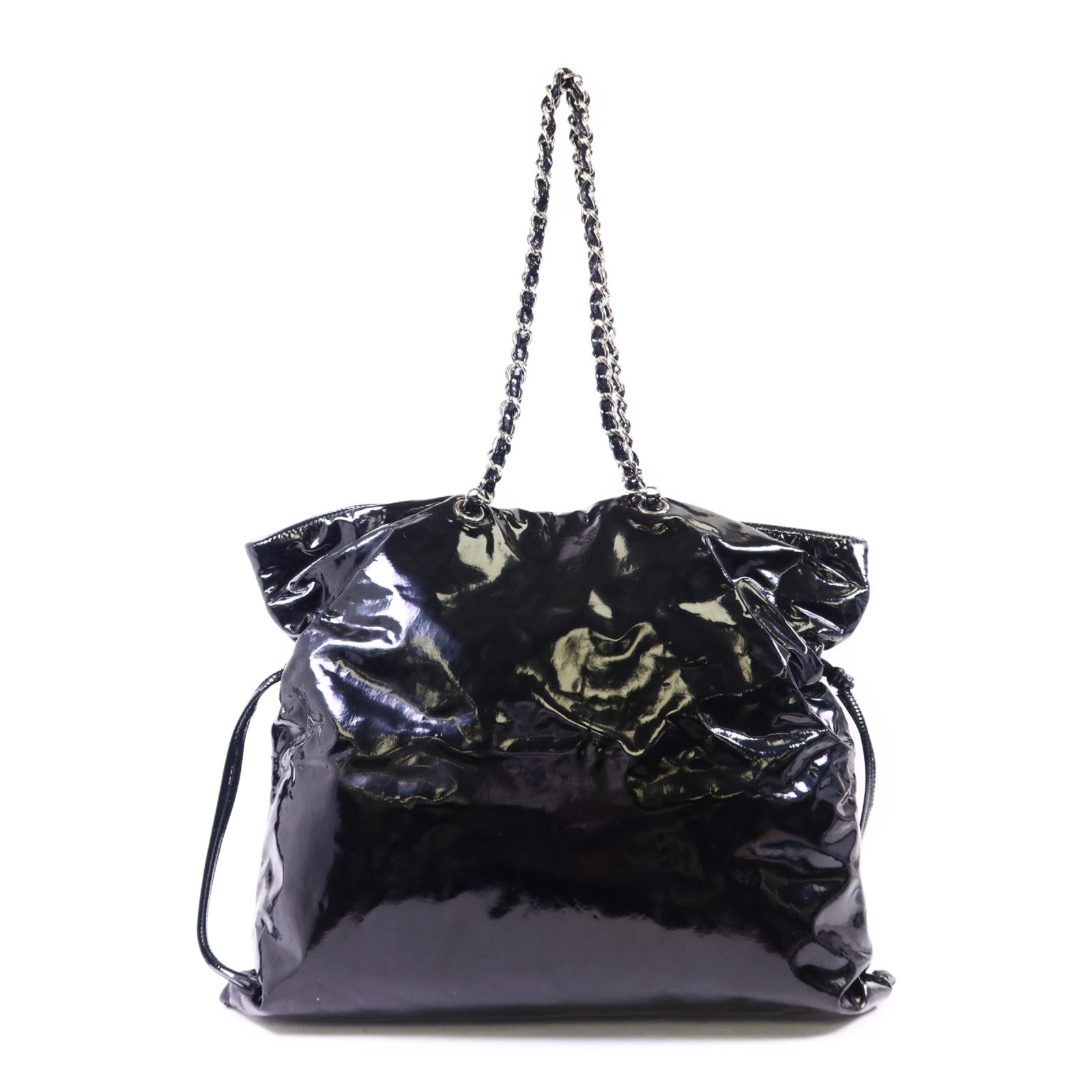 CHANEL 【激減優惠】漆皮皮革Shoulder Bag銀扣鏈帶肩背帶