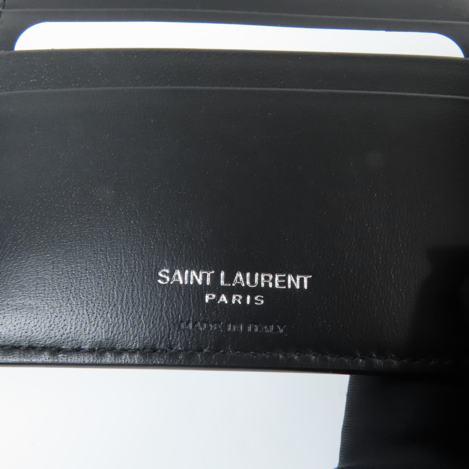 SAINT LAURENT 皮革Tiny Cassandre East/West Wallet皮革Bi-fold Wallet銀扣錢包