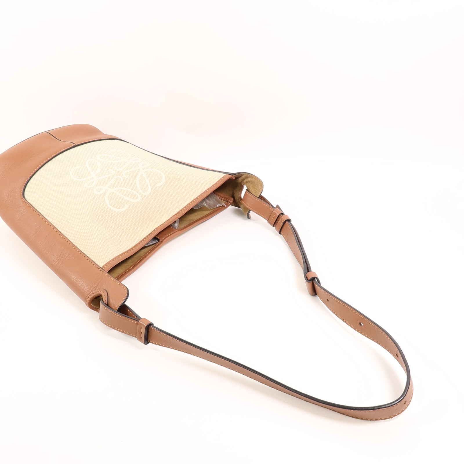 LOEWE 帆布/牛皮皮革Anagram Hobo Bucket Bag肩背袋
