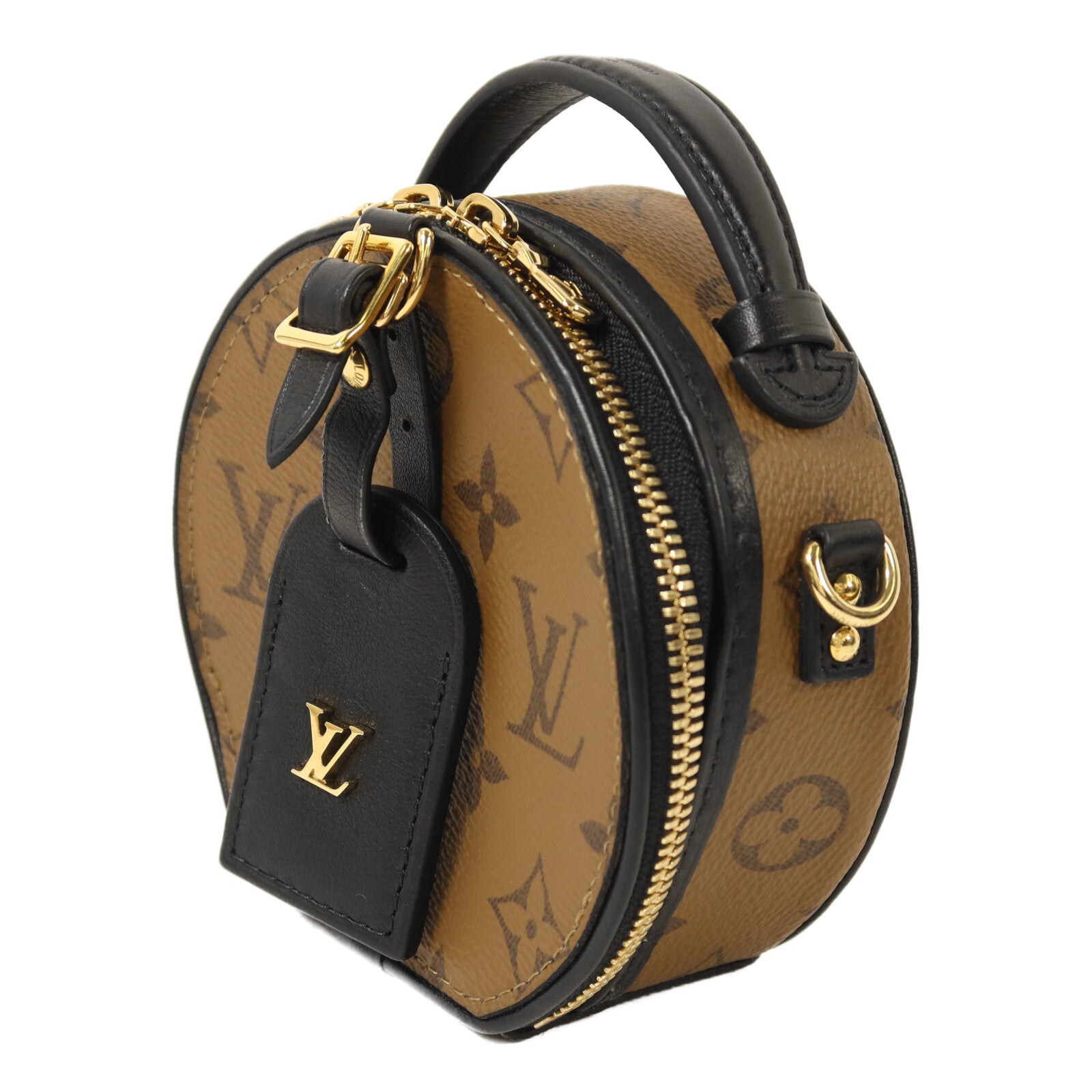 LOUIS VUITTON Monogram Reverse Mini Boite Chapeau金扣手挽肩背兩用袋