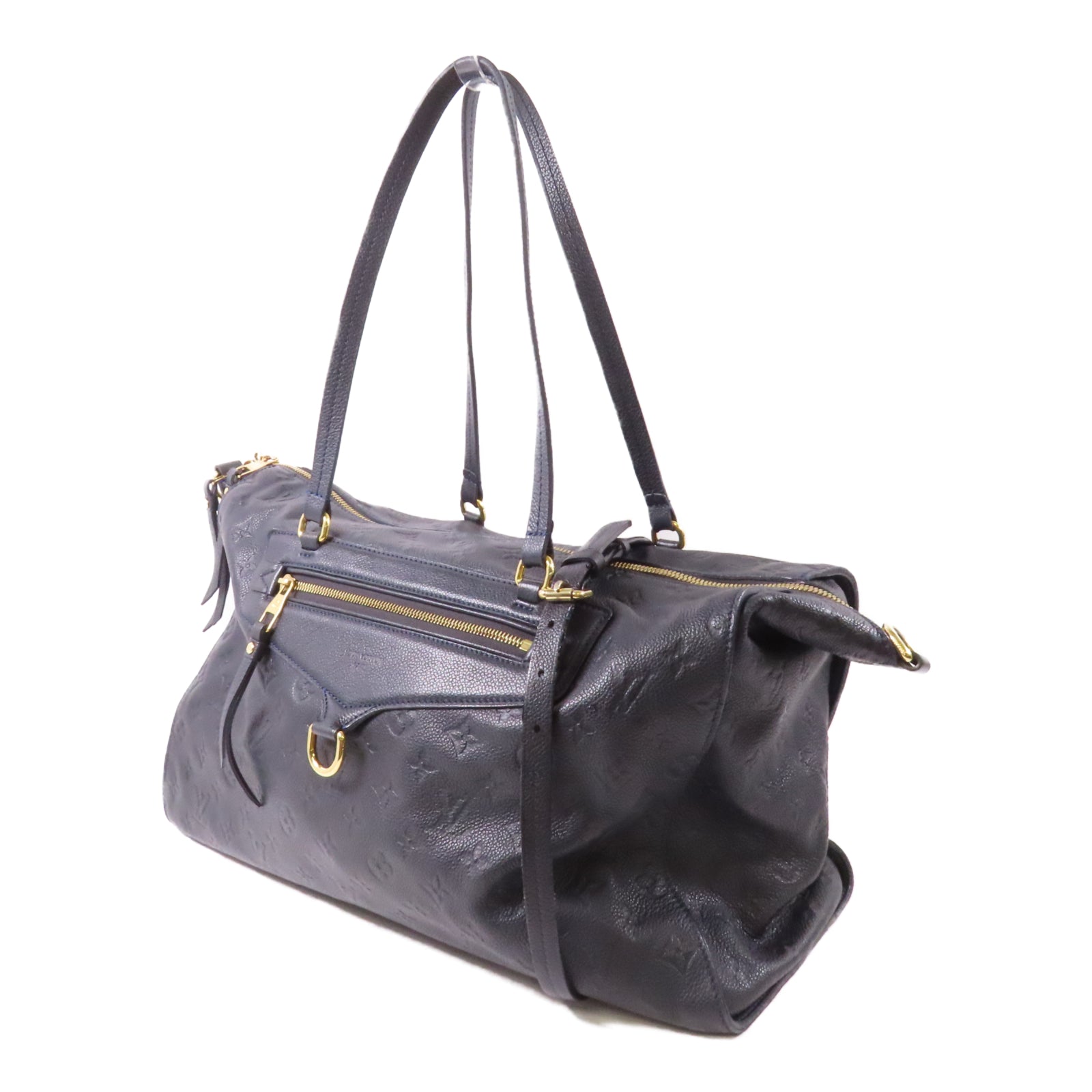 LOUIS VUITTON Monogram Empreinte Lumineuse GM金扣肩背袋黑色