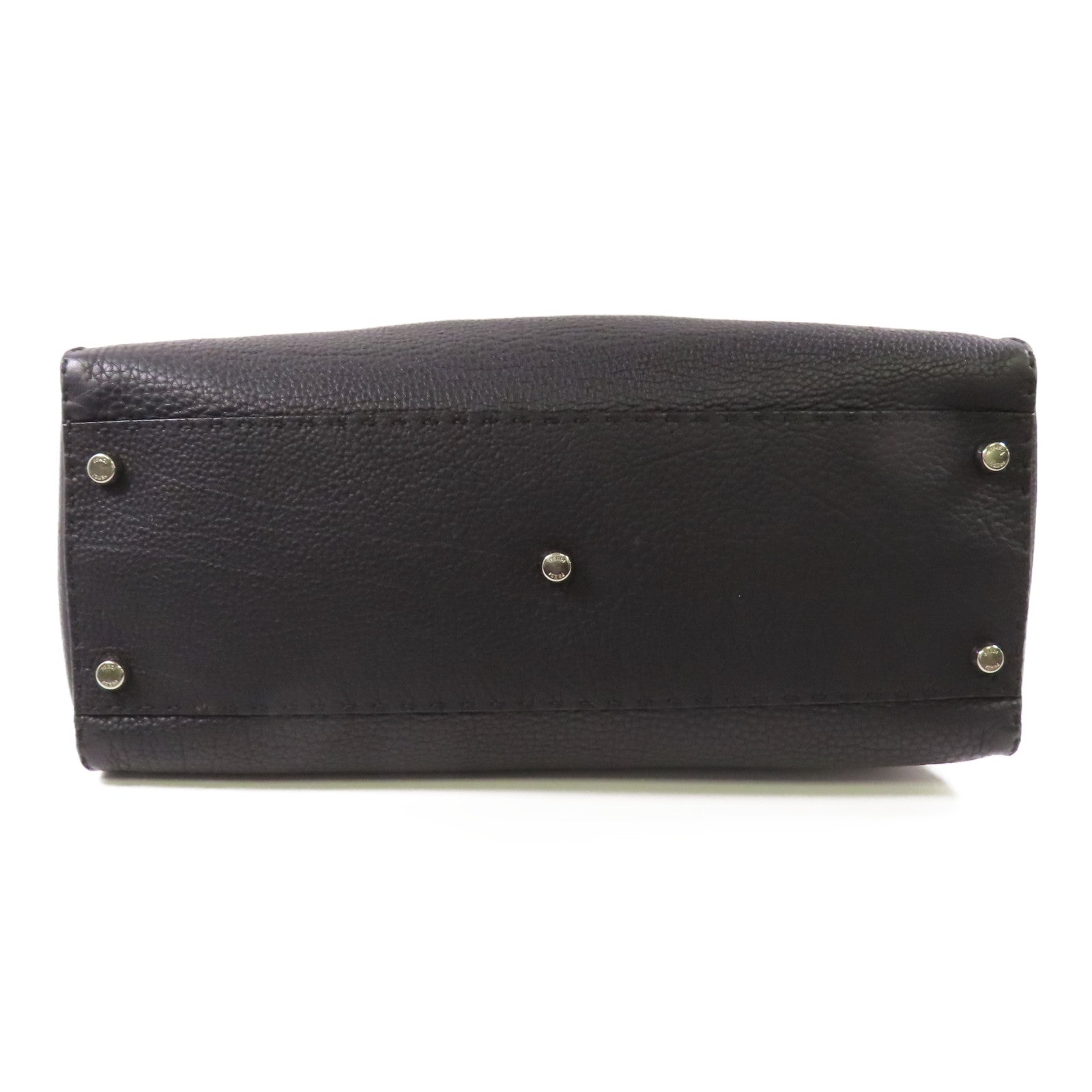 FENDI SHW Peekaboo 2 Way Shoulder Bag Handbag Calfskin Leather Black