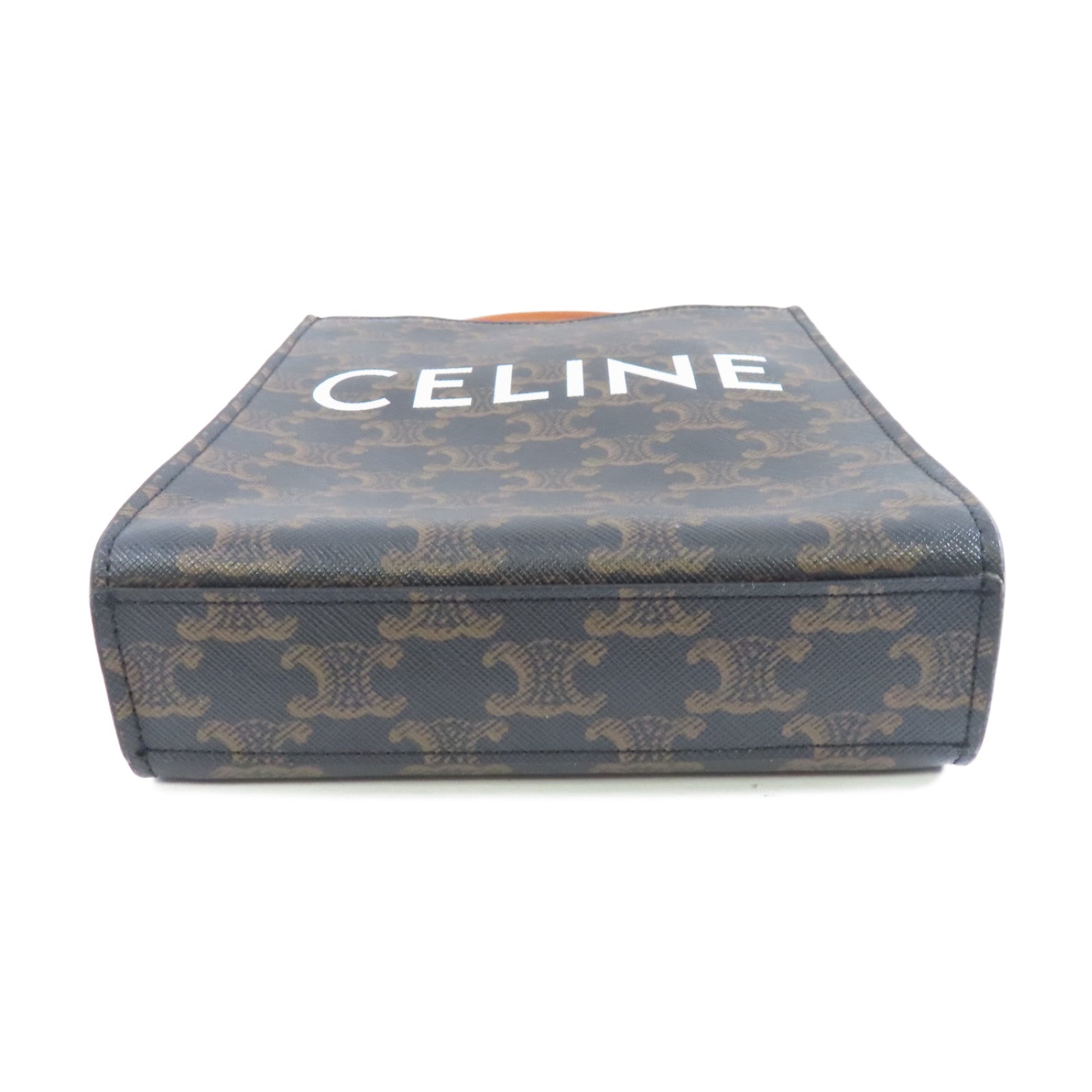 CELINE Triomphe帆布Mini Vertical Cabas金扣手挽肩背兩用袋啡色