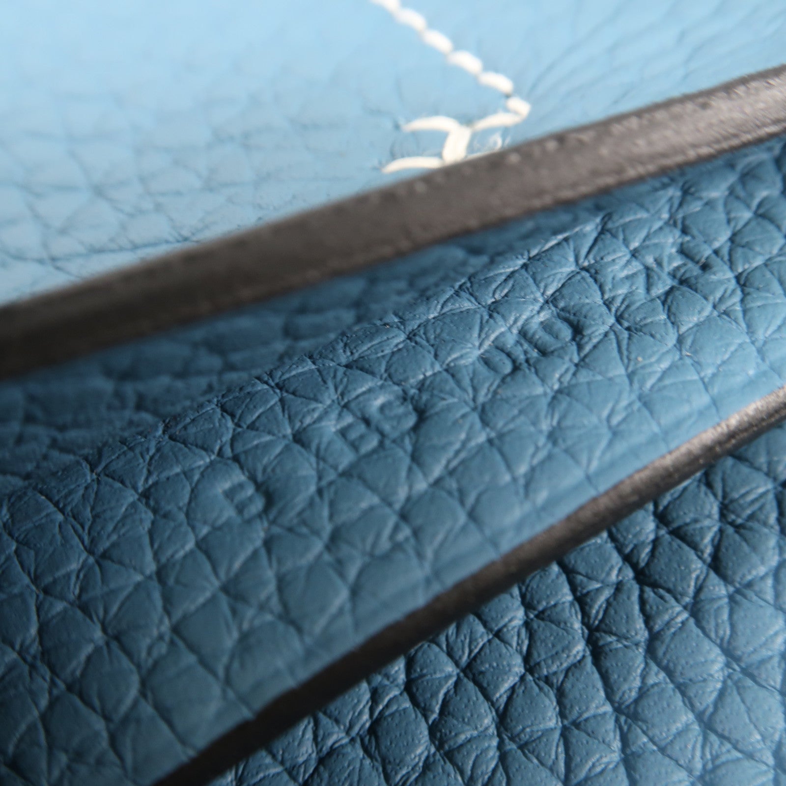 HERMES Clemence皮革Cabasellier 31手挽袋Bleu Frida