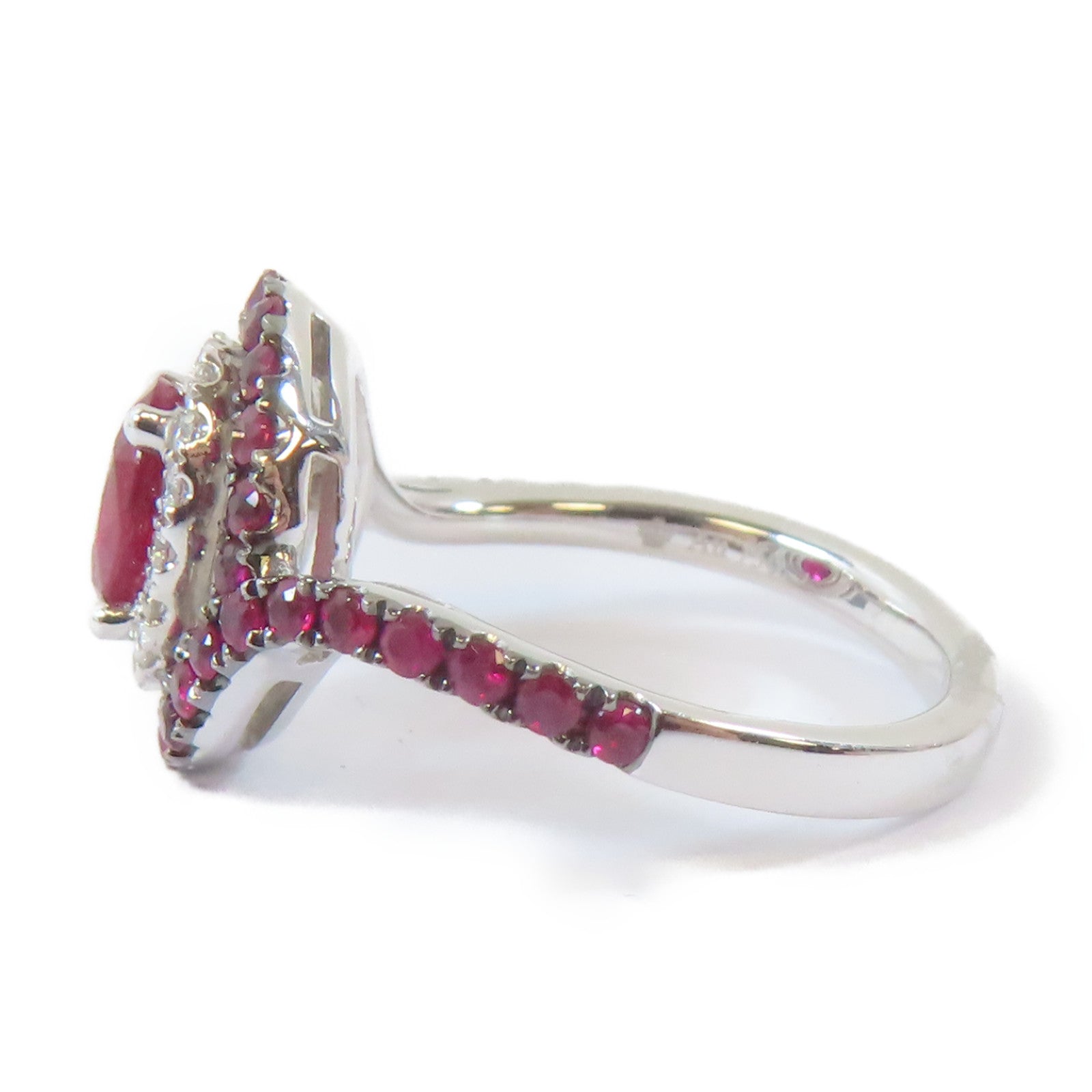 JEWELRY 【激減優惠】18K白金Ruby Ring 0.79ct/0.65ct紅寶石0.14ct鑽石戒指US#6
