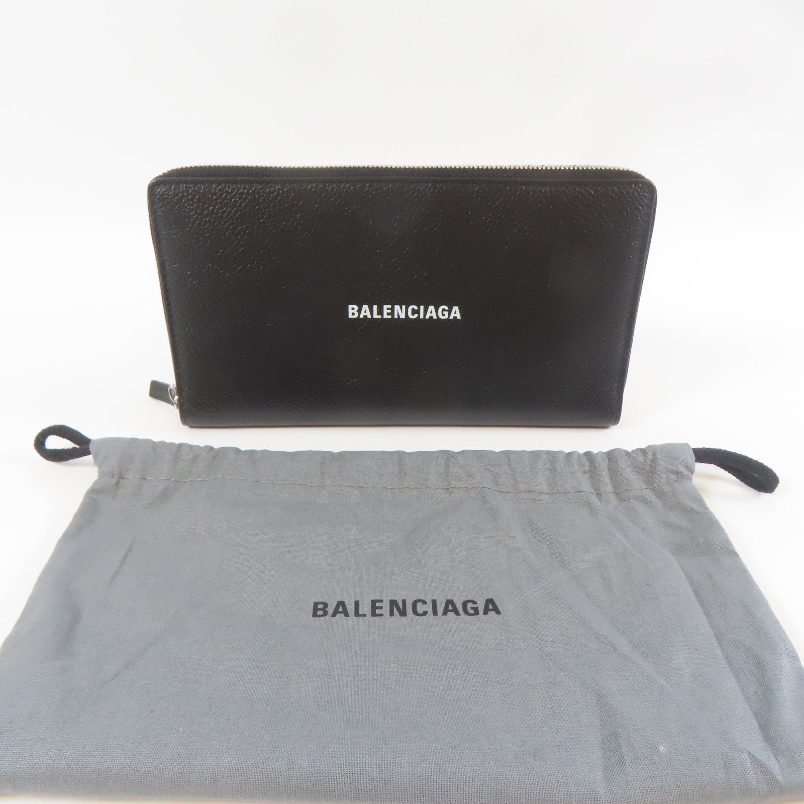 BALENCIAGA 皮革Long Wallet銀扣長錢包黑色