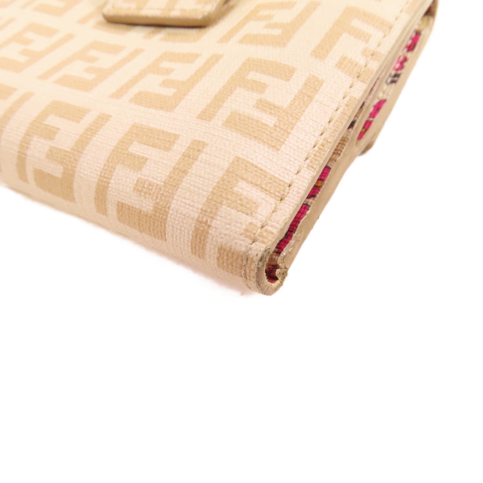 FENDI 塗層帆布Short Wallet金扣短錢包米白色