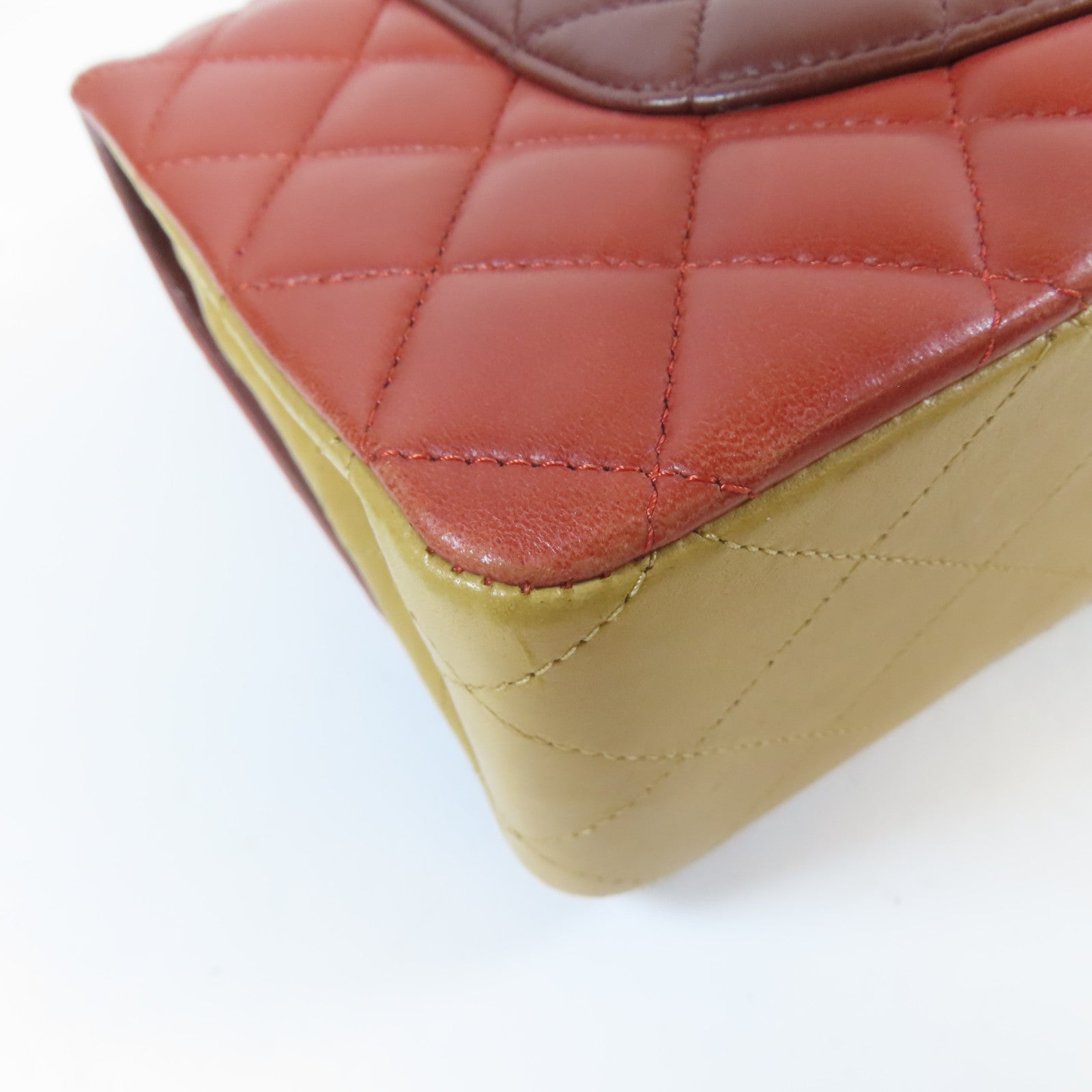 CHANEL 【激減優惠】菱格羊皮皮革Classic 25cm金扣鏈帶肩背袋紅色