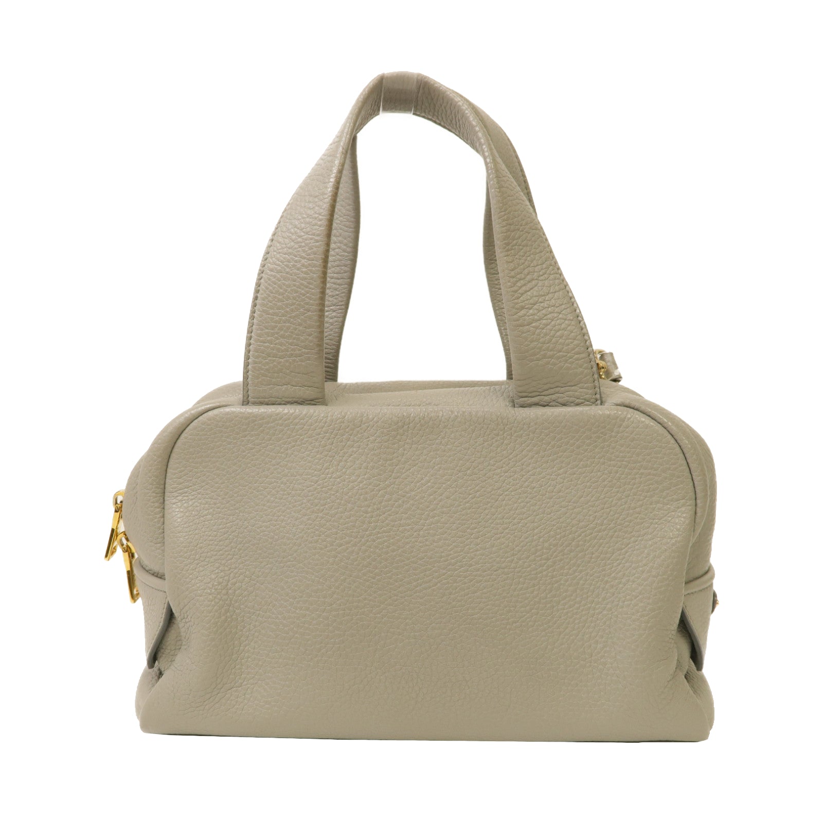 PRADA 牛皮皮革Shoulder Bag金扣手挽肩背兩用袋灰色